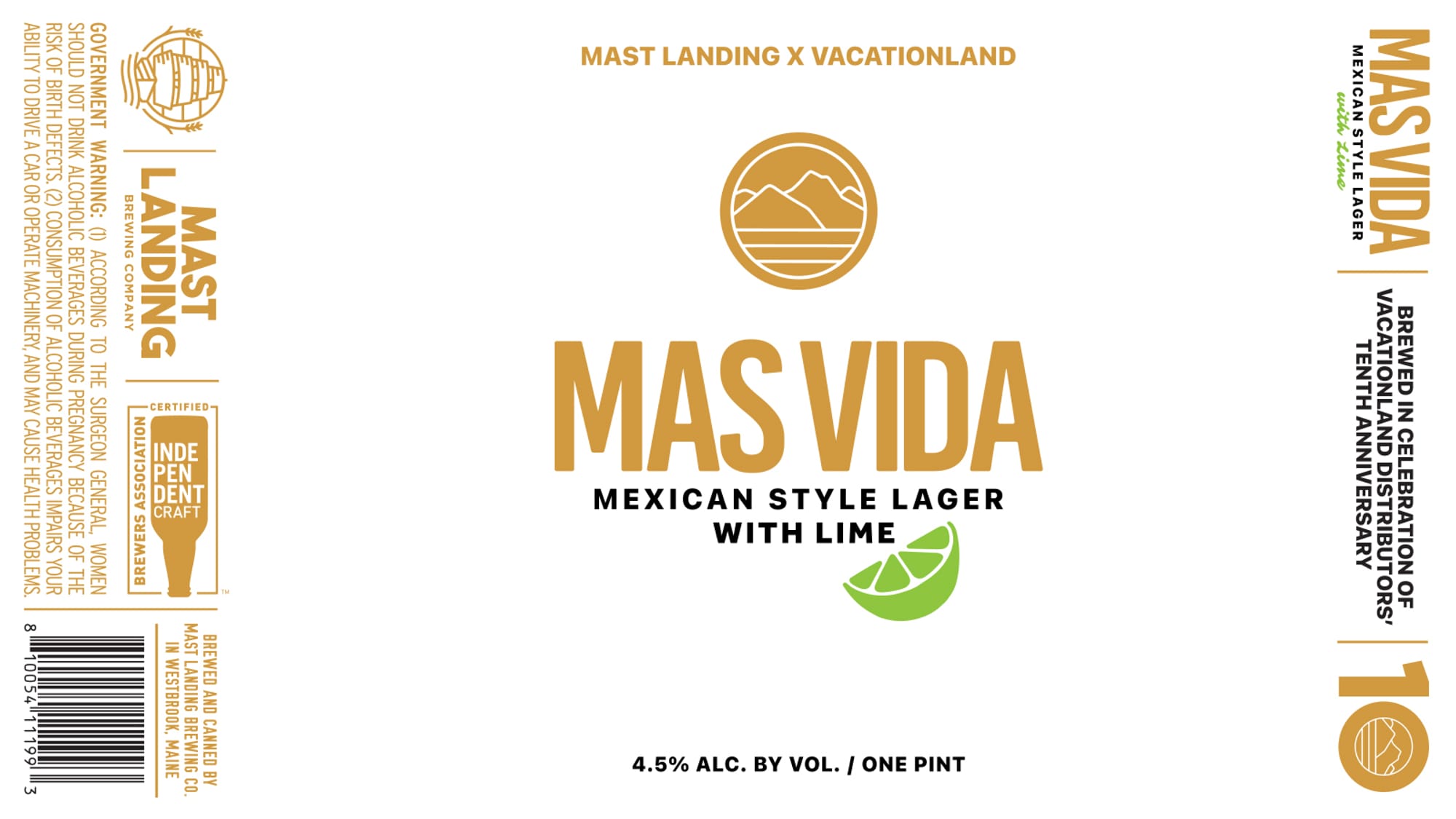 Mas Vida by Mast Landing Brewing Company - beer label