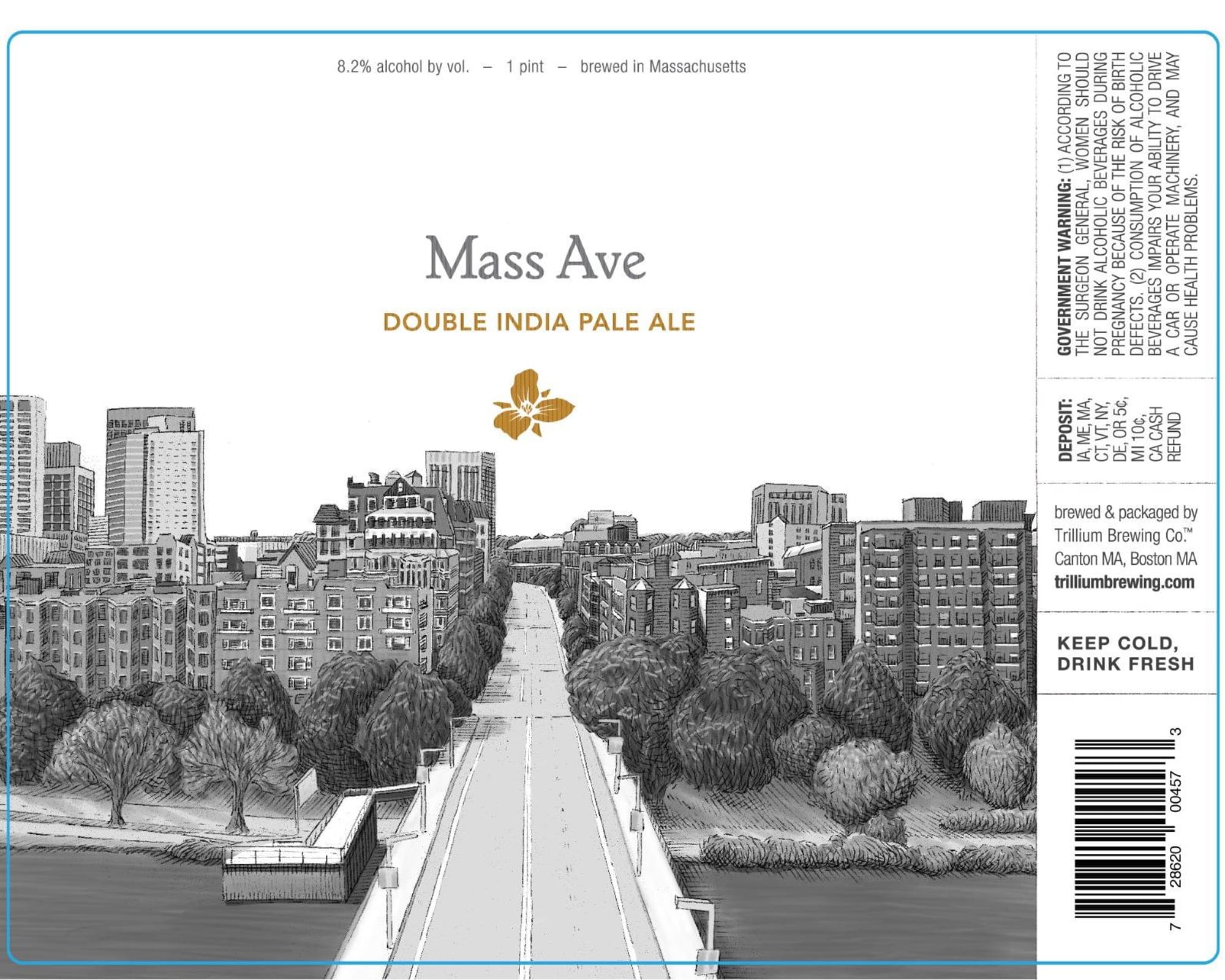 Mass Ave Double India Pale Ale by Trillium Brewing Co. - beer label