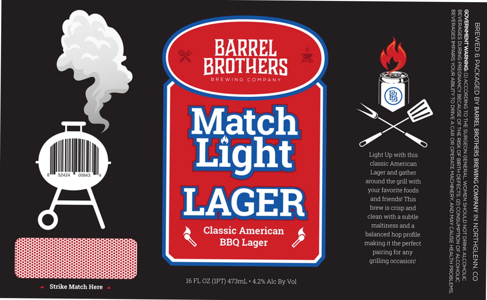 Match Light Lager by Barrel Brothers Brewing Company - beer label