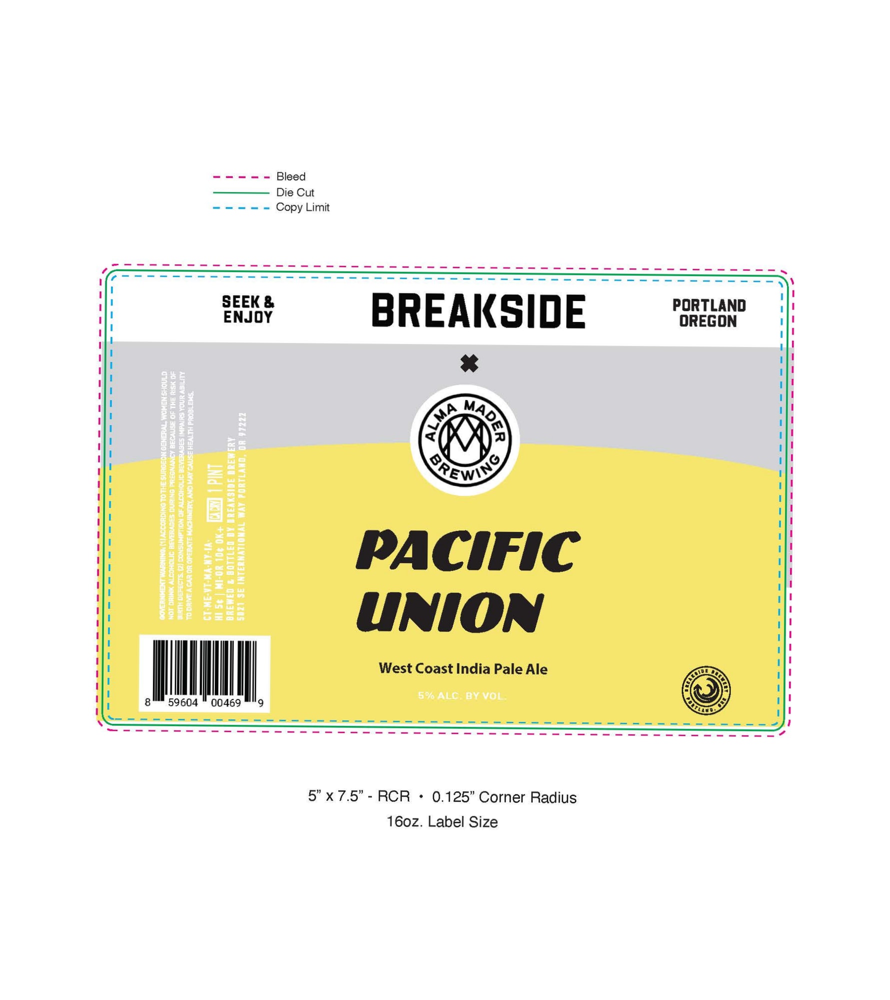 Pacific Union by Alma Mater Brewing - beer label
