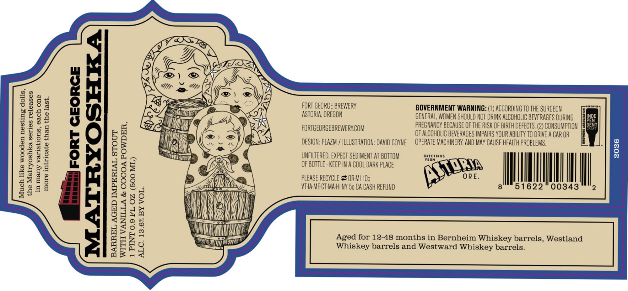 Matryoshka by Fort George Brewery - beer label