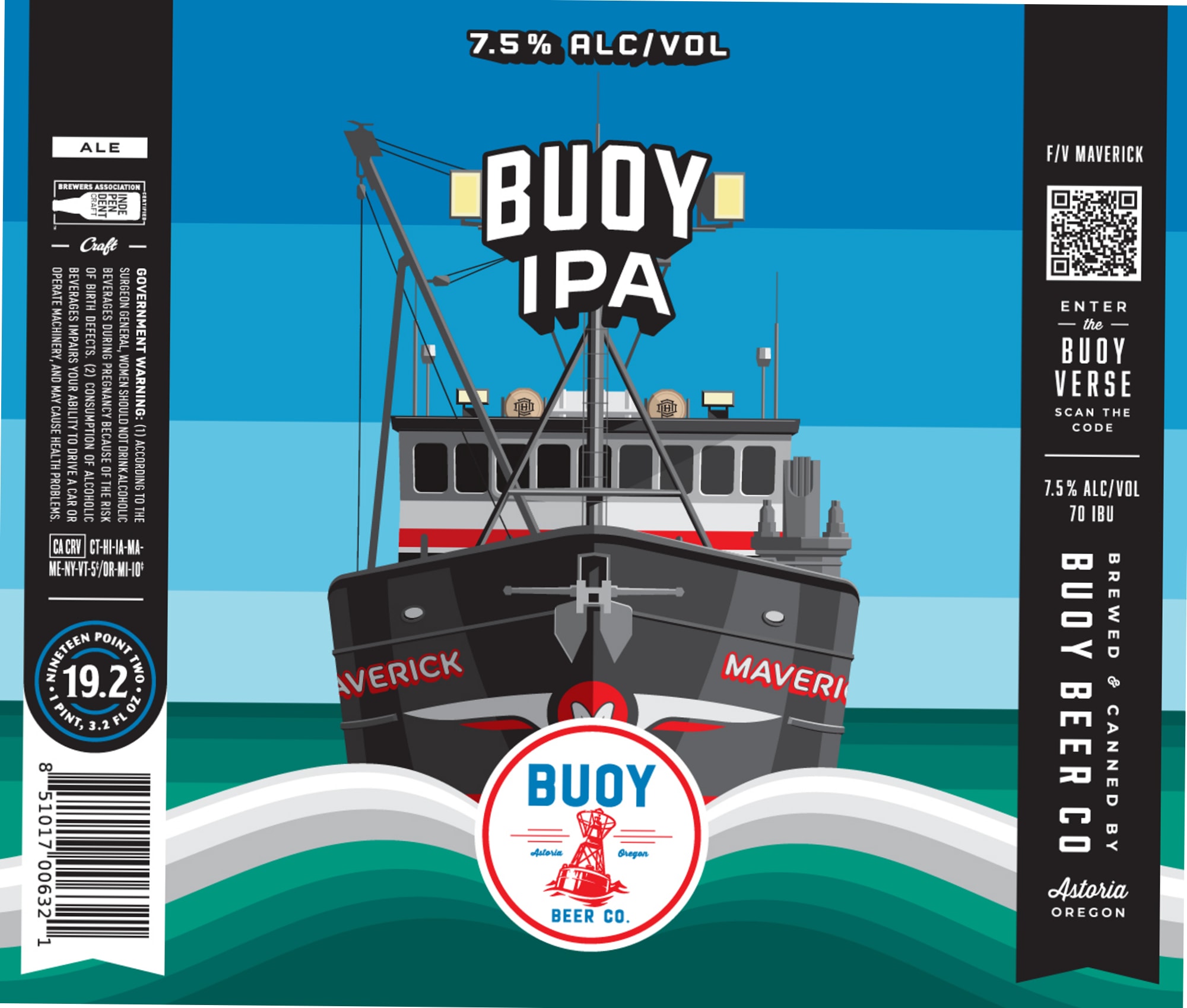 Maverick IPA by Buoy Beer Co. - beer label