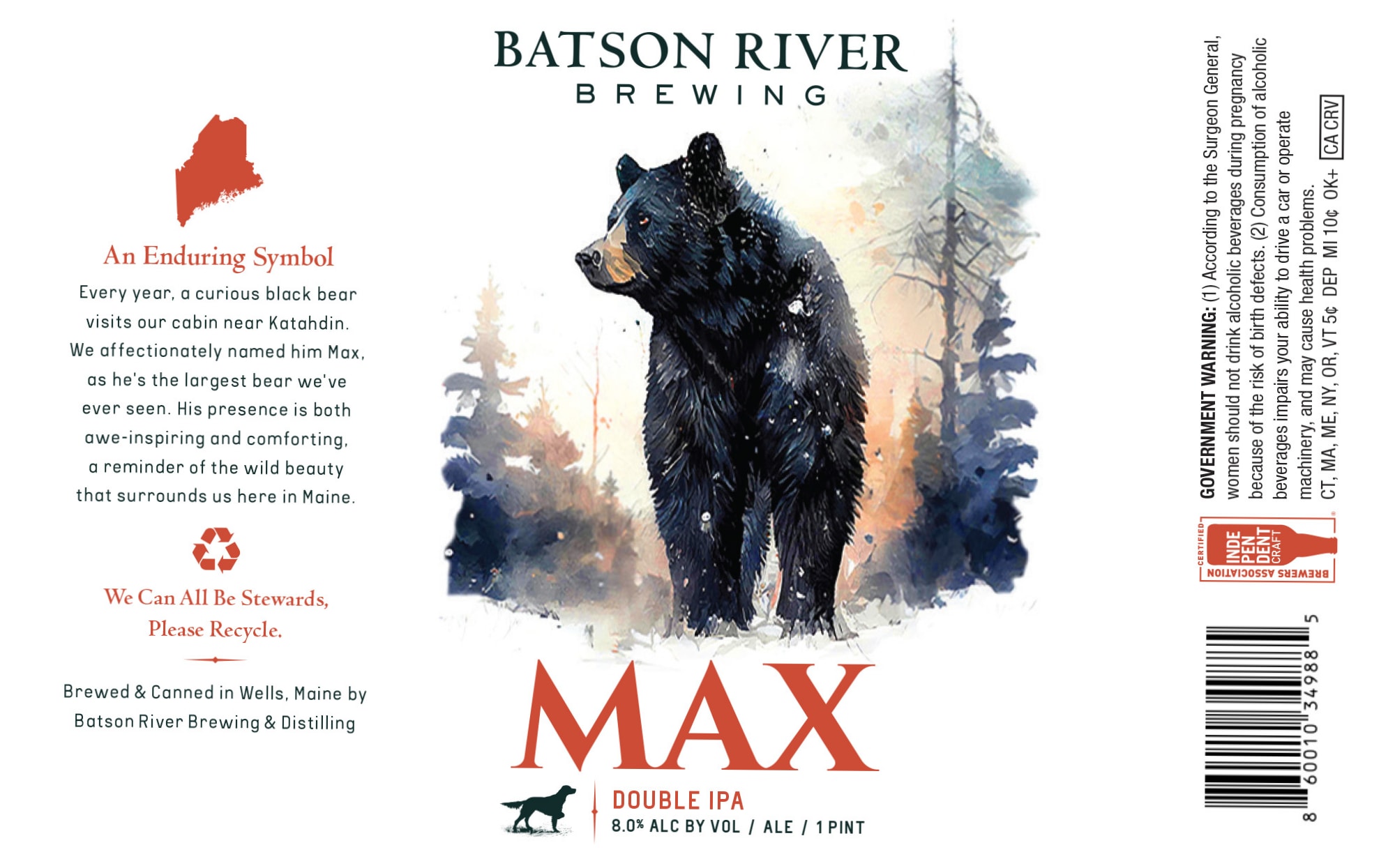 Max Double IPA by Batson River Brewing & Distilling - beer label