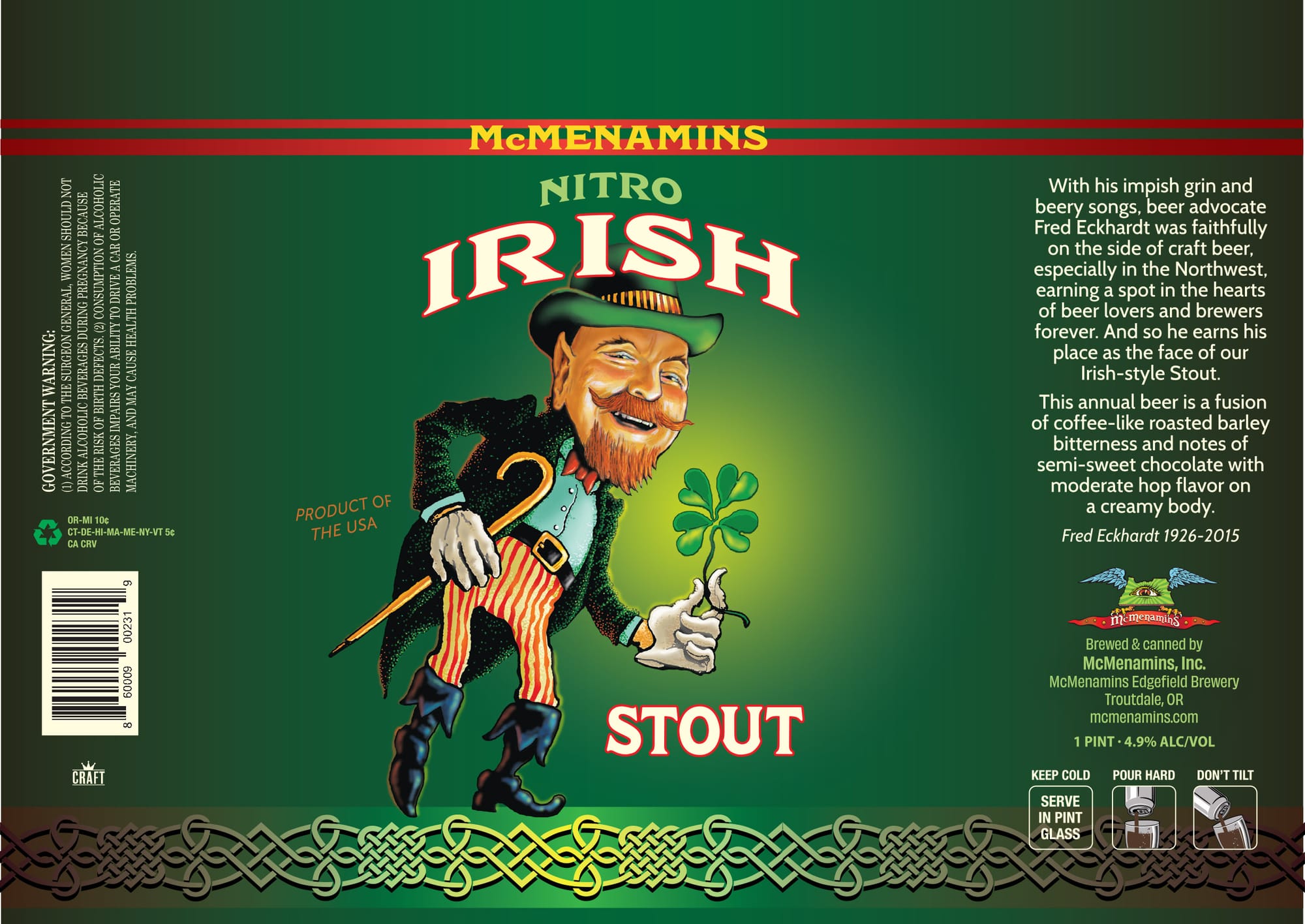 Nitro Irish Stout by McMenamins - beer label