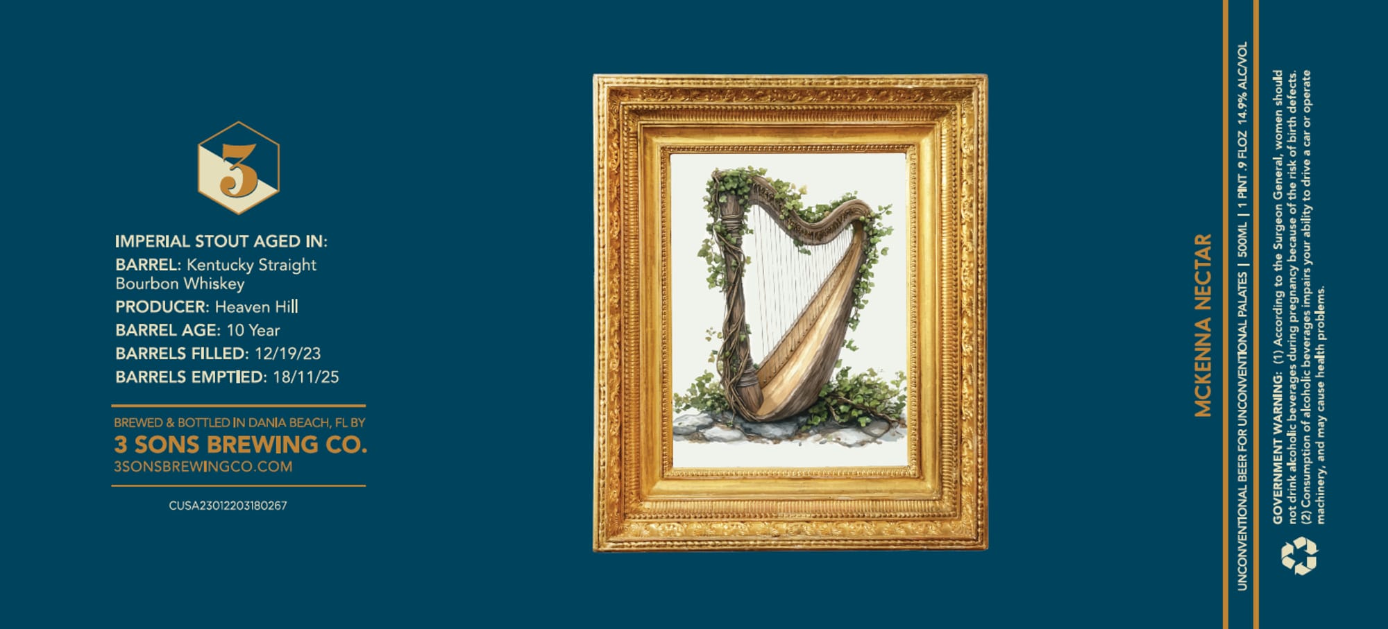 McKenna Nectar by 3 Sons Brewing Co. - beer label