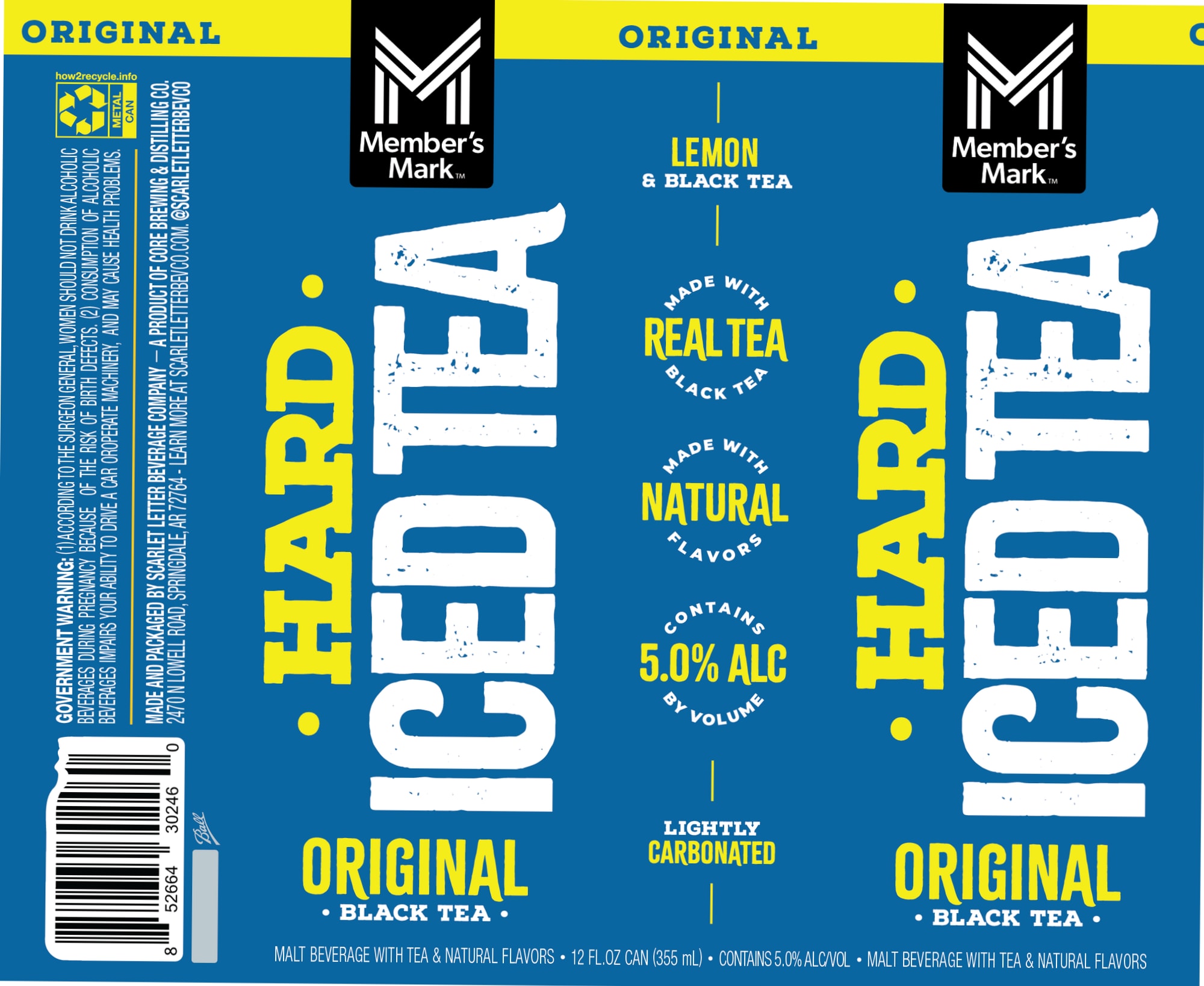 Member’s Mark Original Hard Tea - Black Tea by Scarlet Letter Beverage Co - beer label