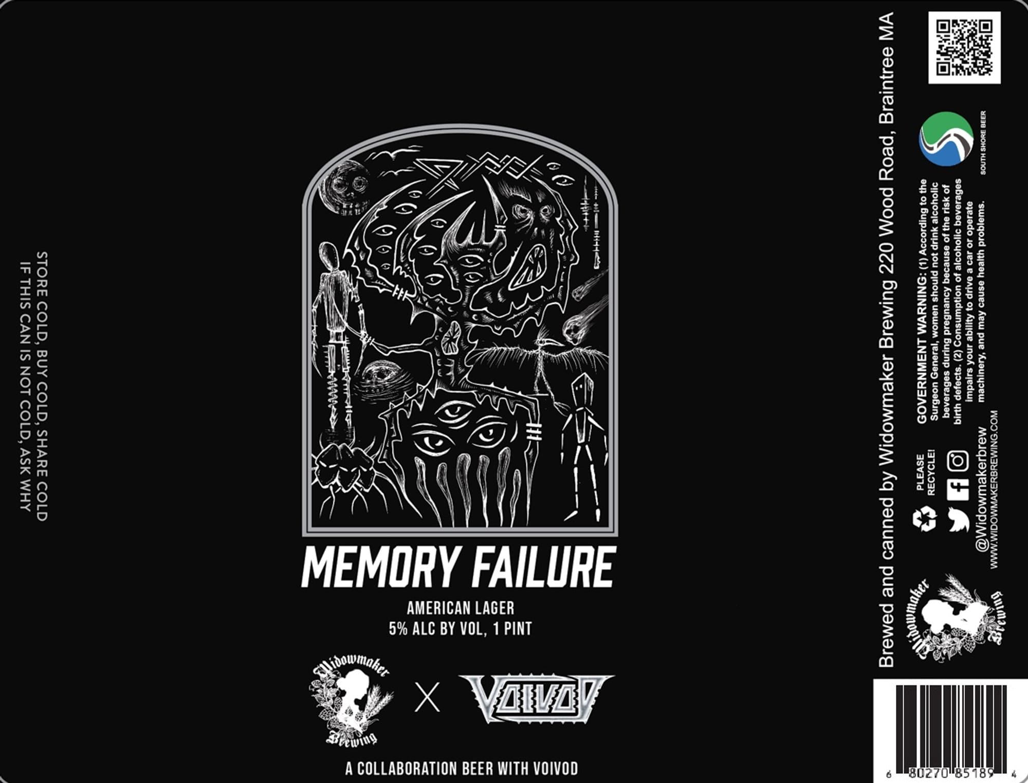Memory Failure by Widowmaker Brewing - beer label