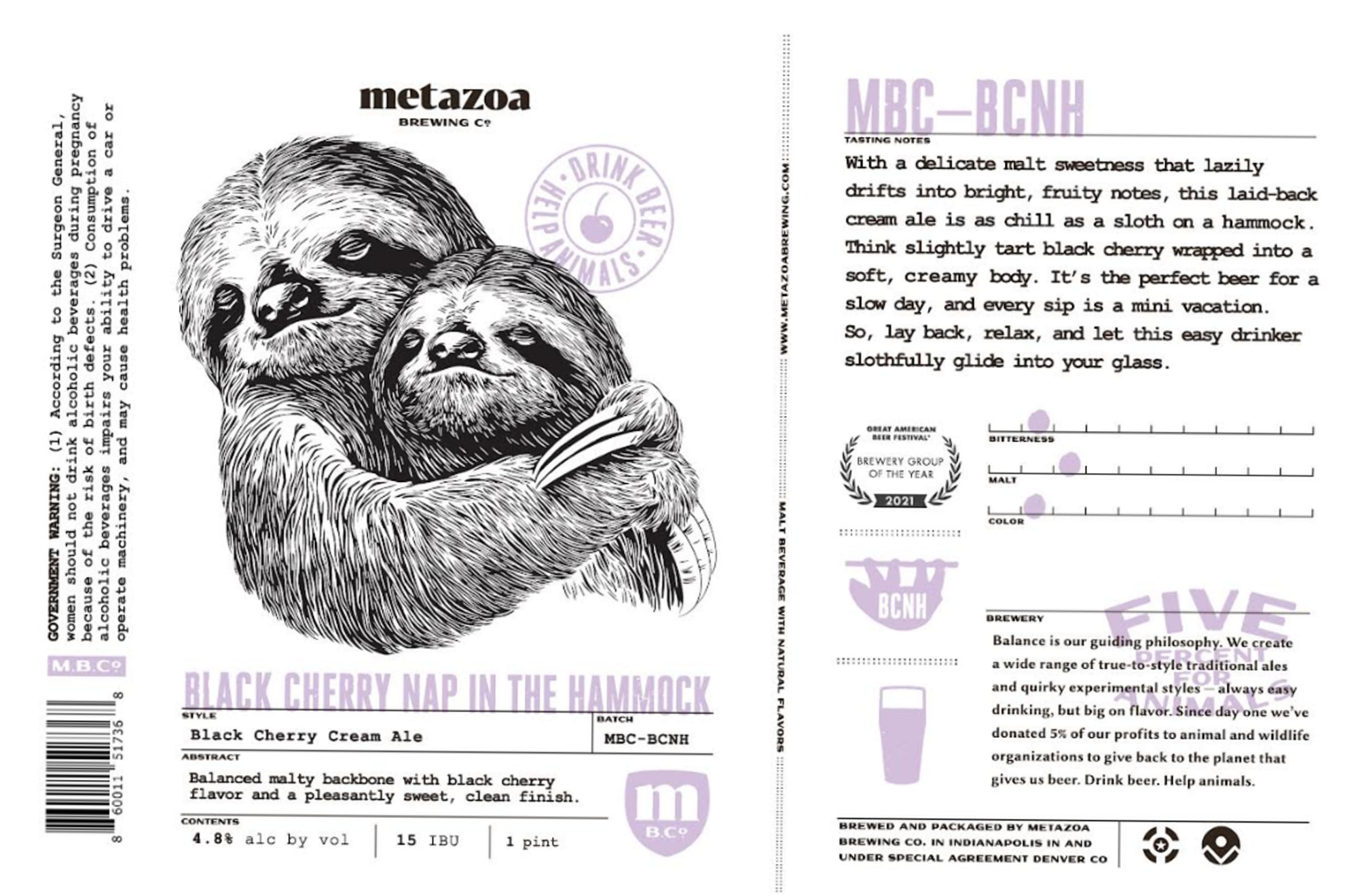 Black Cherry Nap in a Hammock by Metazoa Brewing Co. - beer label