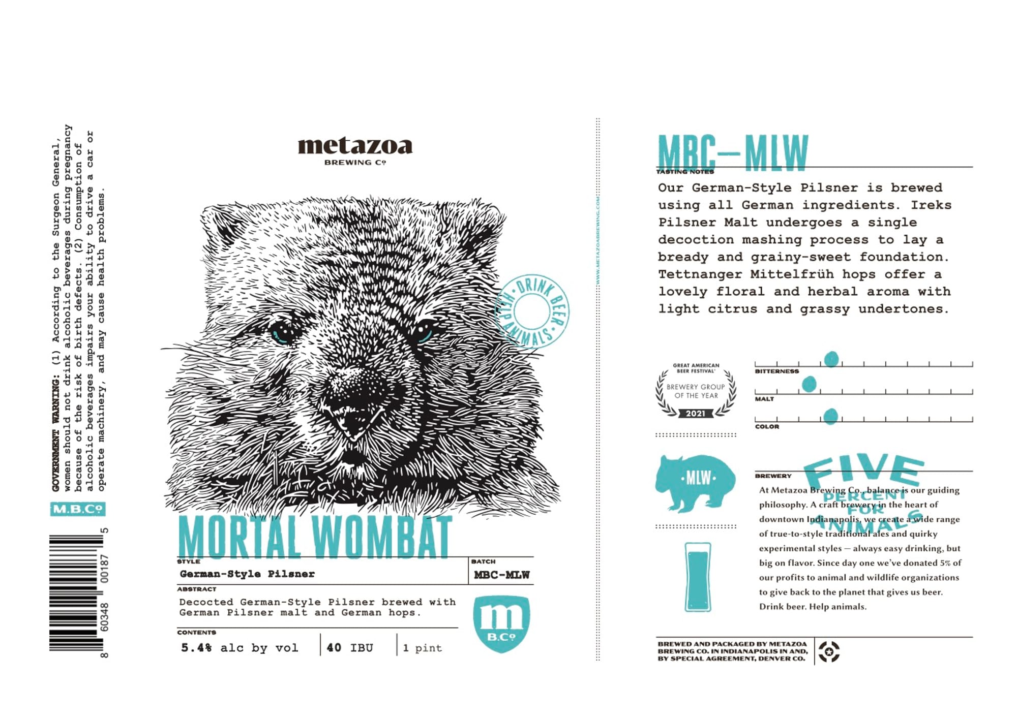 Mortal Wombat by Metazoa Brewing Co. - beer label