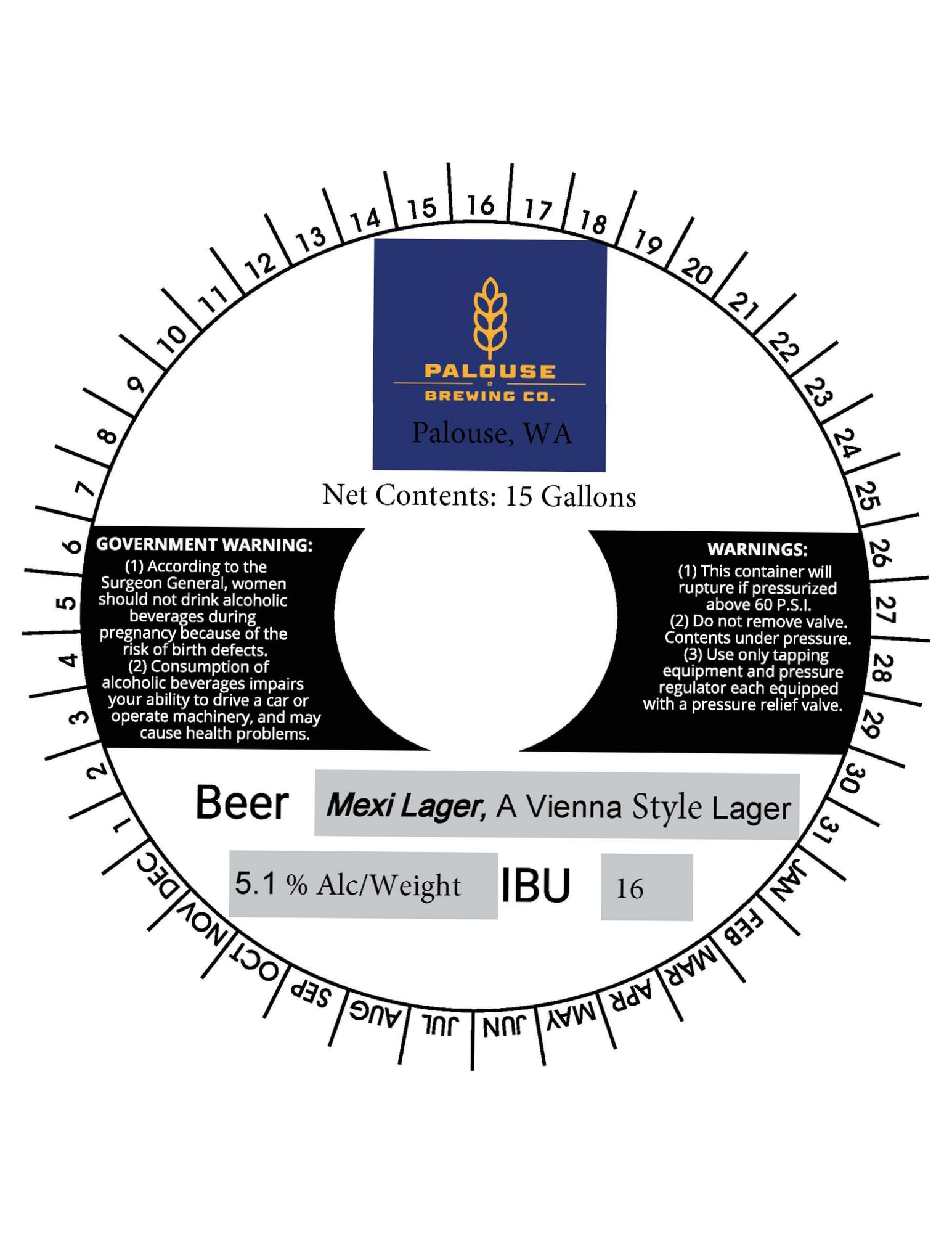 Mexi Lager by Palouse Brewing Co. - beer label