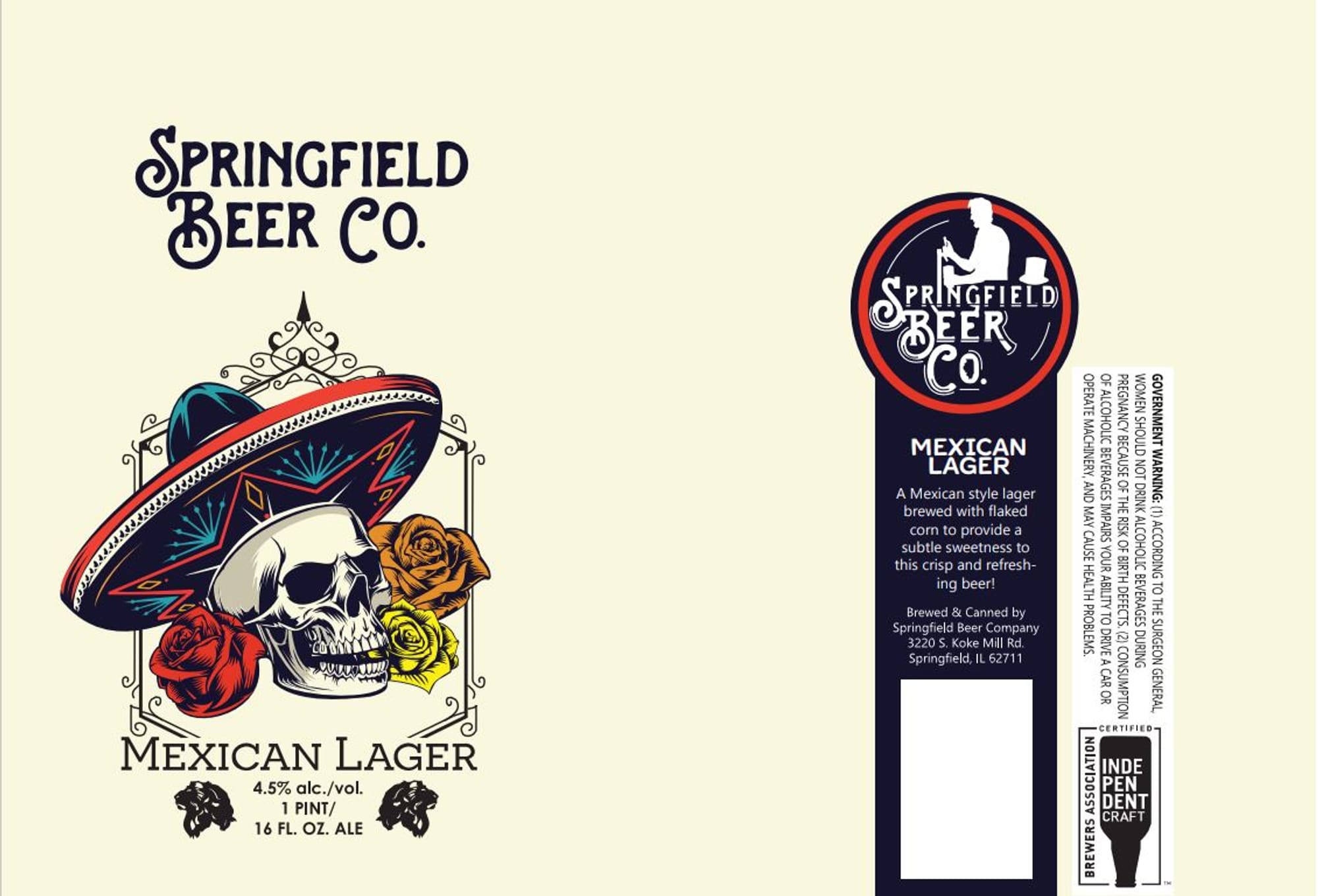 MEXICAN LAGER by SPRINGFIELD BEER COMPANY - beer label
