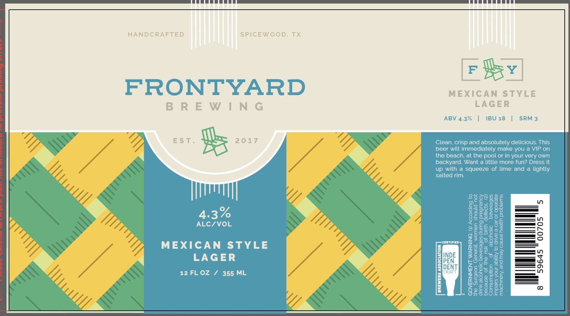Mexican Style Lager by Frontyard Brewing - beer label