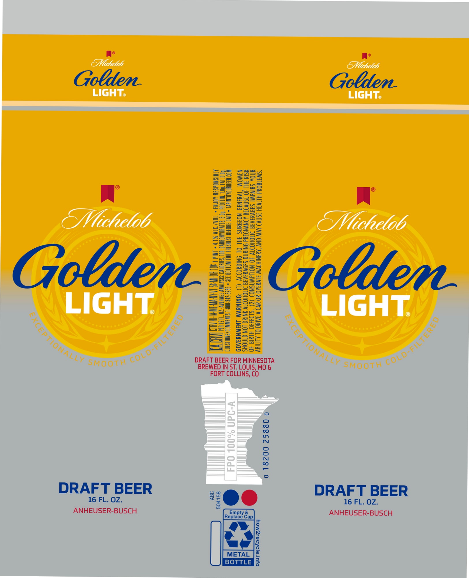 Michelob Golden Light by Anheuser-Busch - beer label
