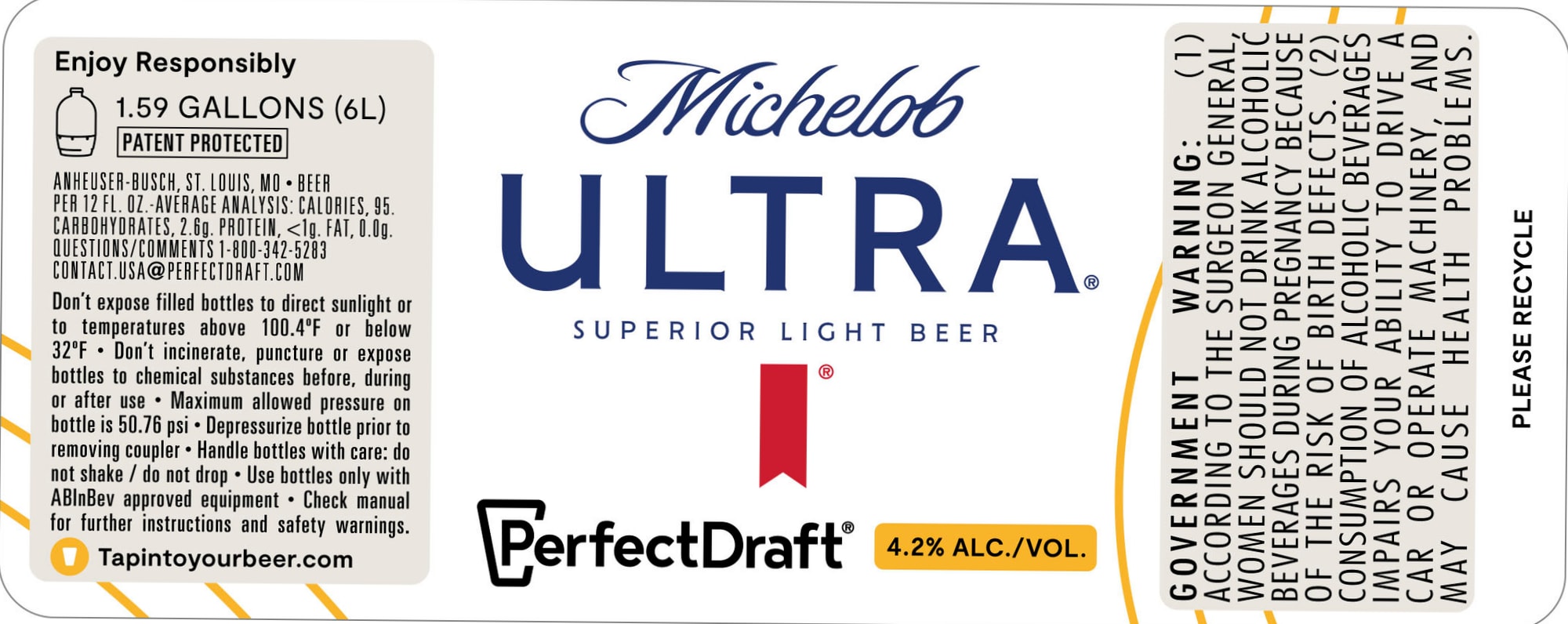 Michelob ULTRA by Anheuser-Busch - beer label