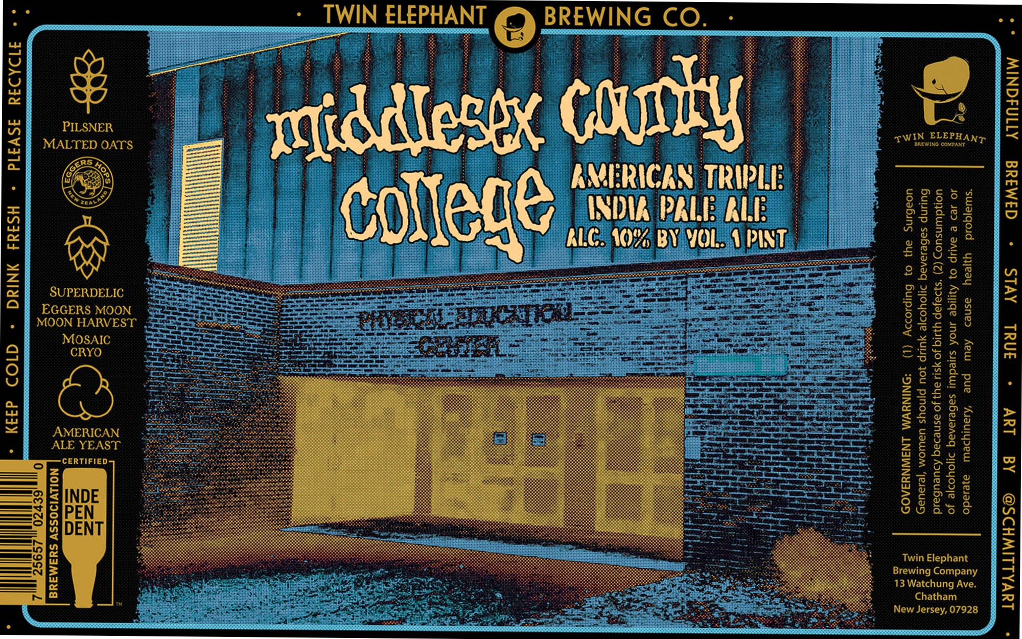 Middlesex County College by Twin Elephant Brewing Co. - beer label