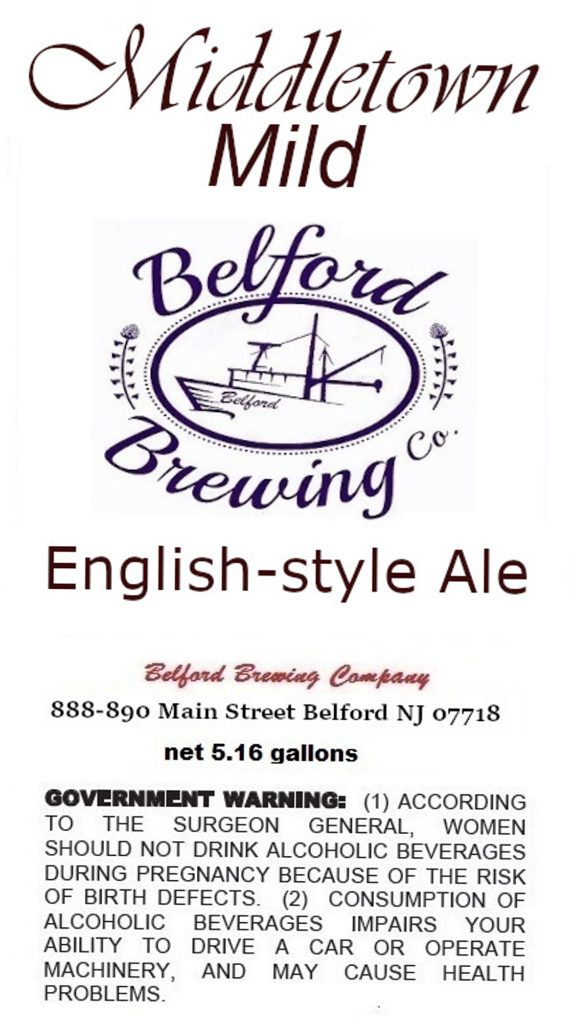 Middletown Belford by Belford Brewing Company - beer label
