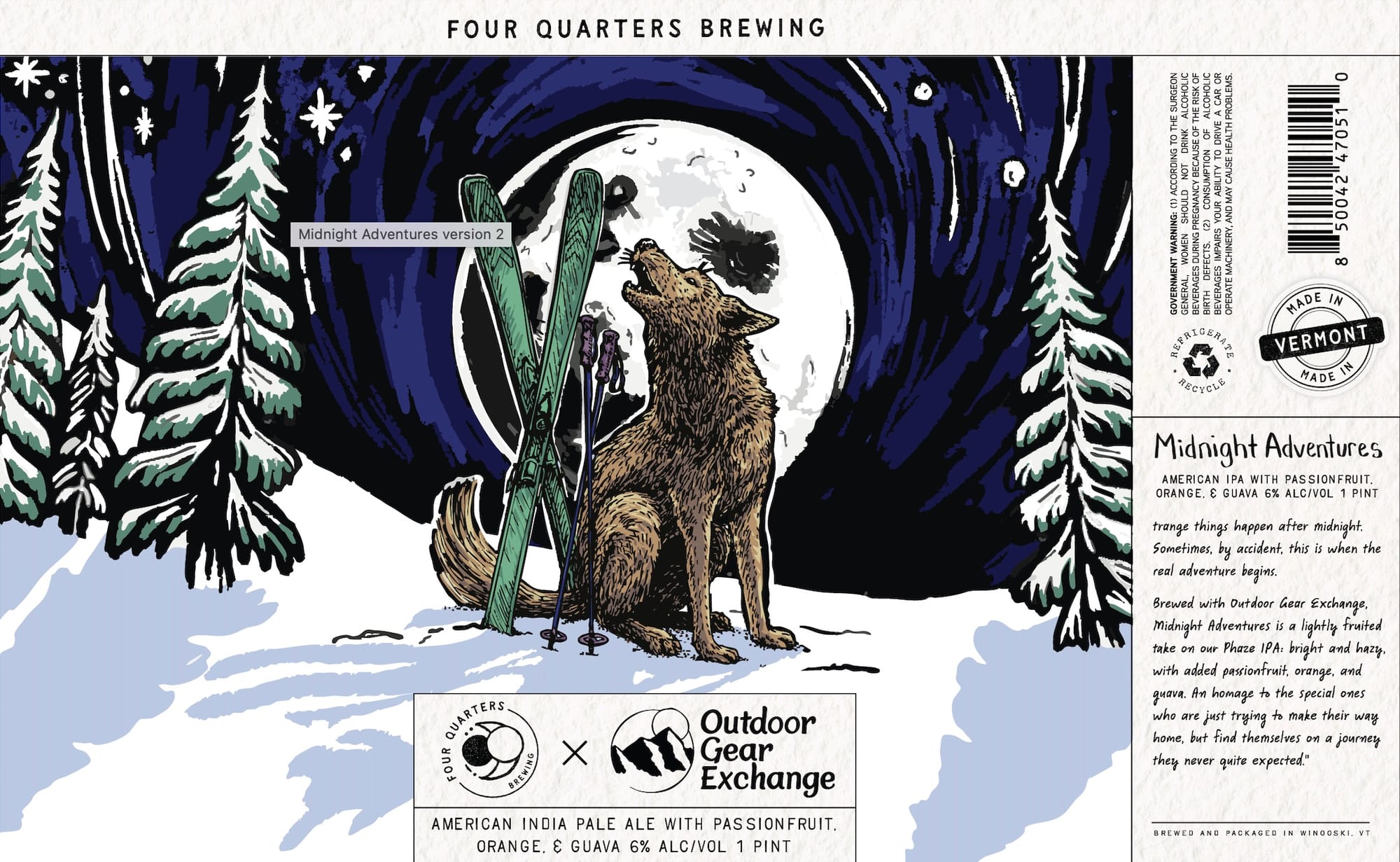 Midnight Adventures version 2 by Four Quarters Brewing - beer label