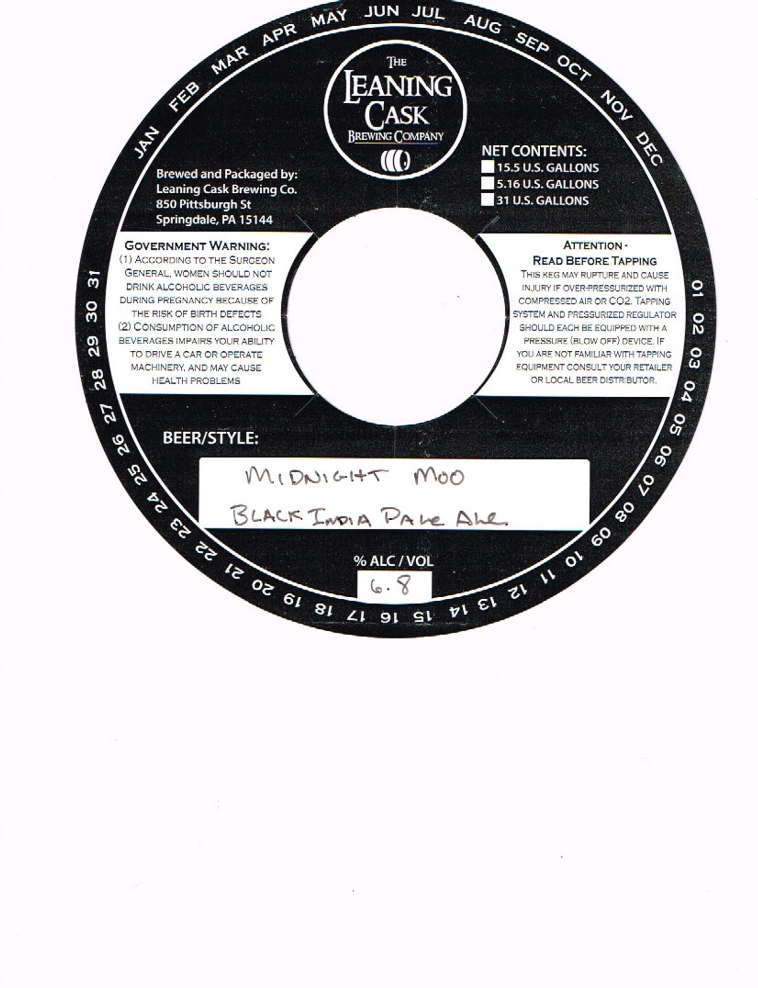 Midnight Moo by Leaning Cask Brewing Co. - beer label