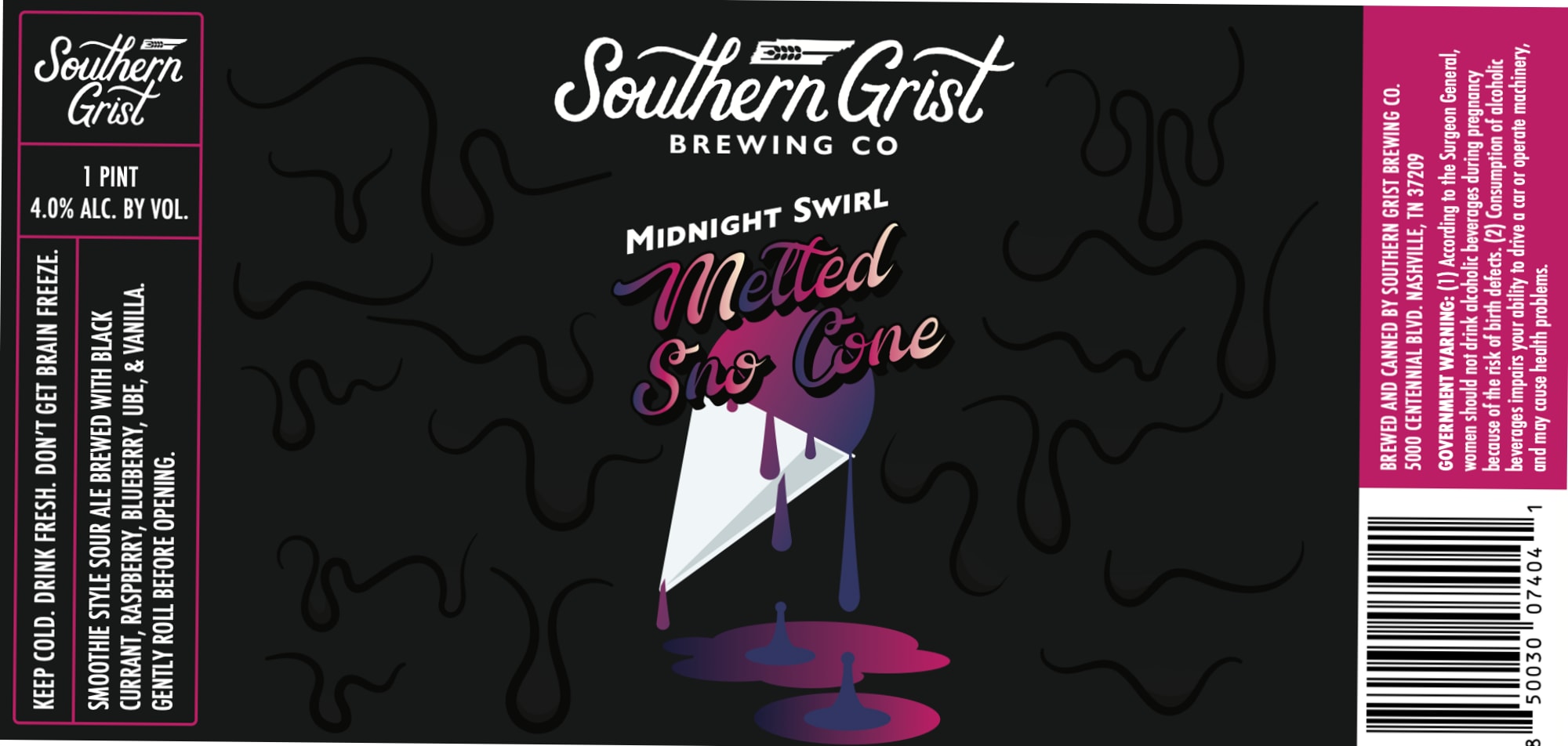 Midnight Swirl Mettled Sno Cone by Southern Grist Brewing Co. - beer label