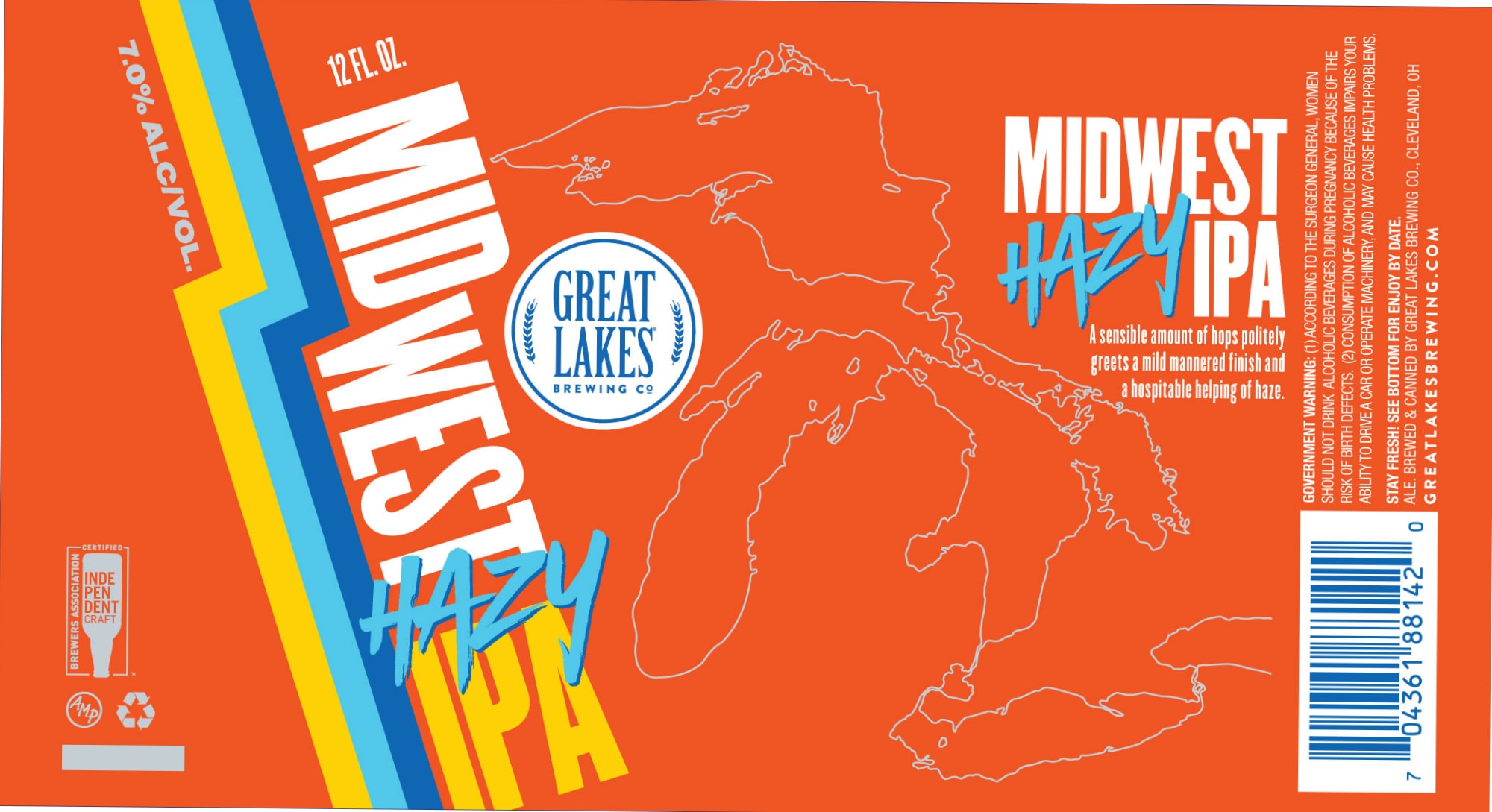 Midwest Hazy IPA by Great Lakes Brewing Co - beer label