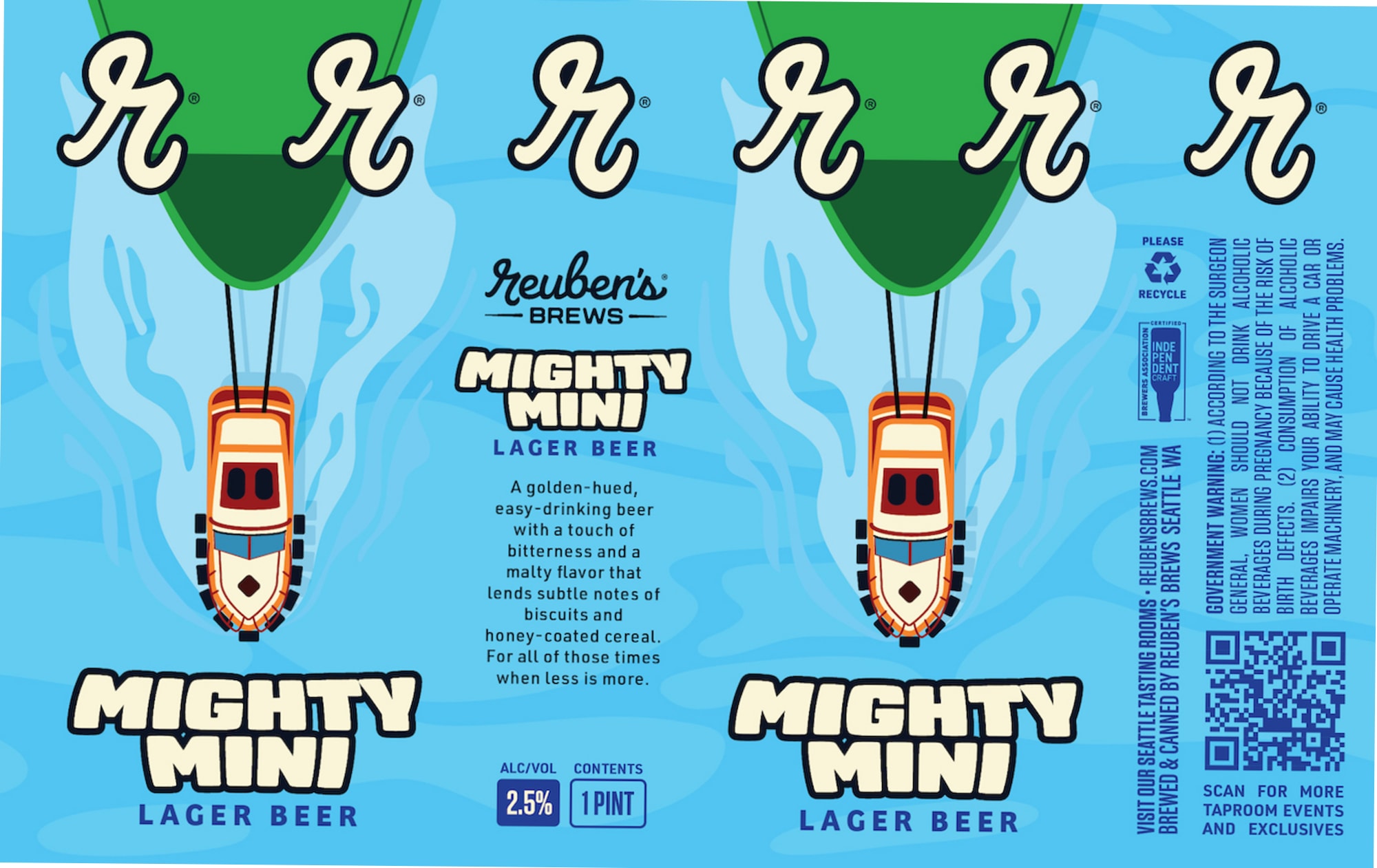 Mighty Mini Lager Beer by Reuben’s Brews - beer label