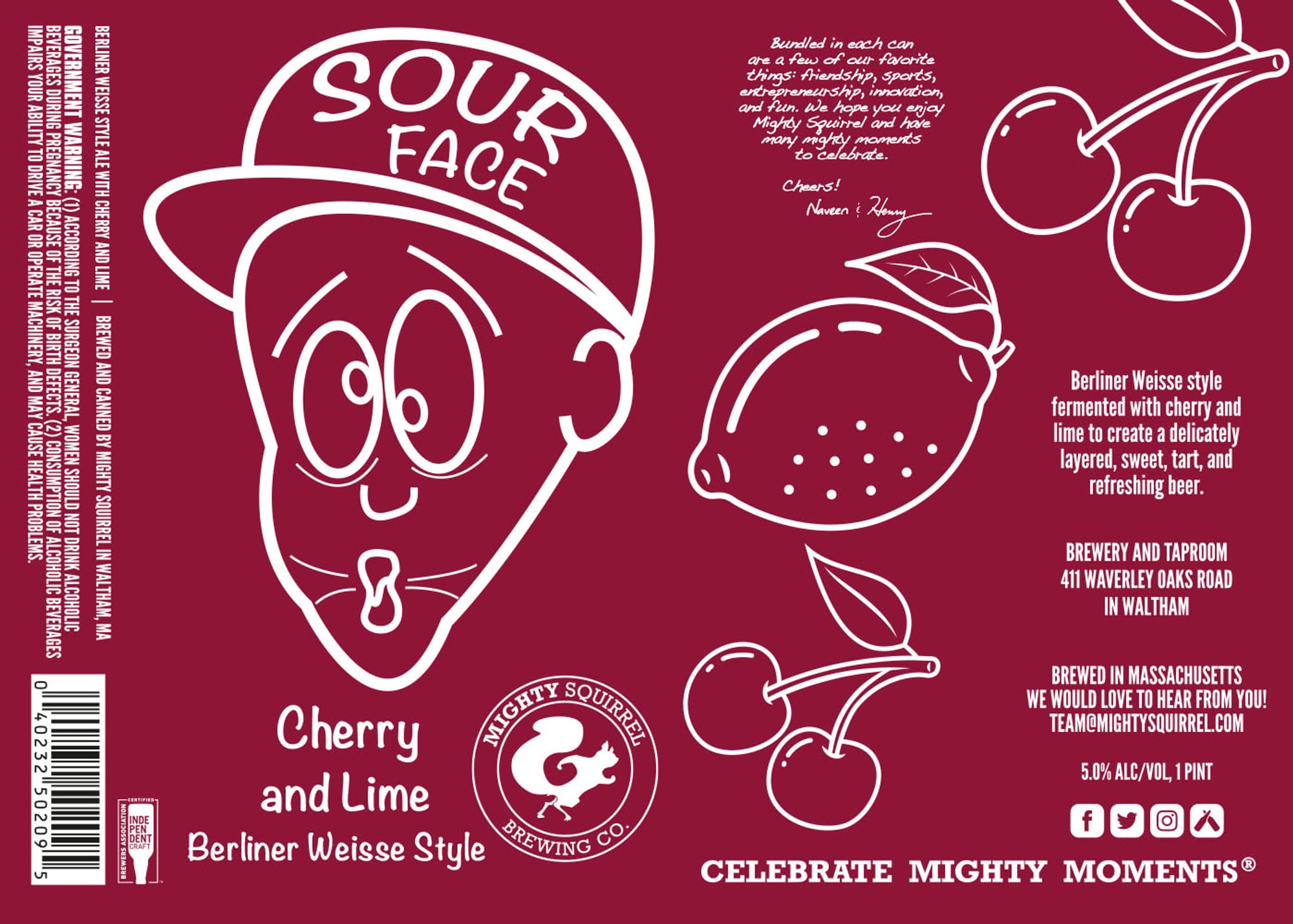 Sour Face by Mighty Squirrel Brewing Co. - beer label
