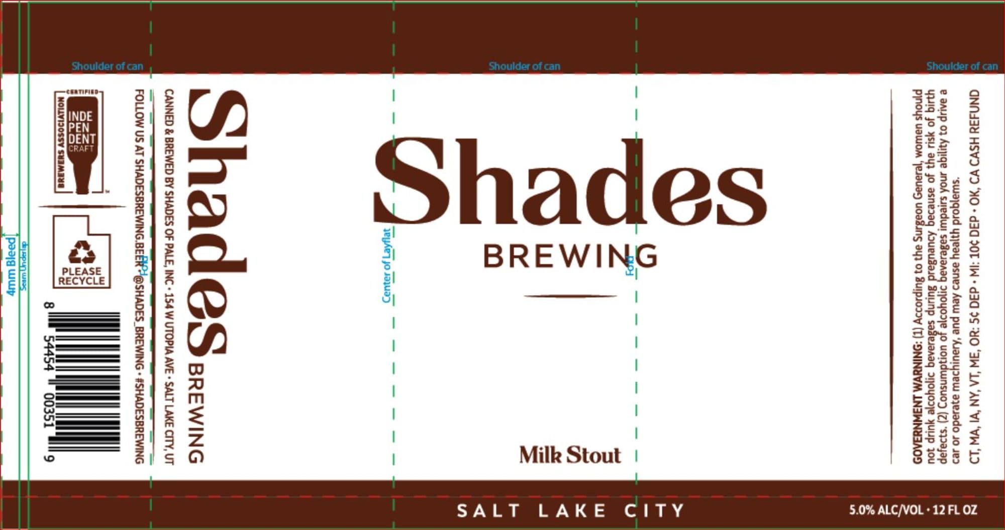Milk Stout by Shades Brewing - beer label