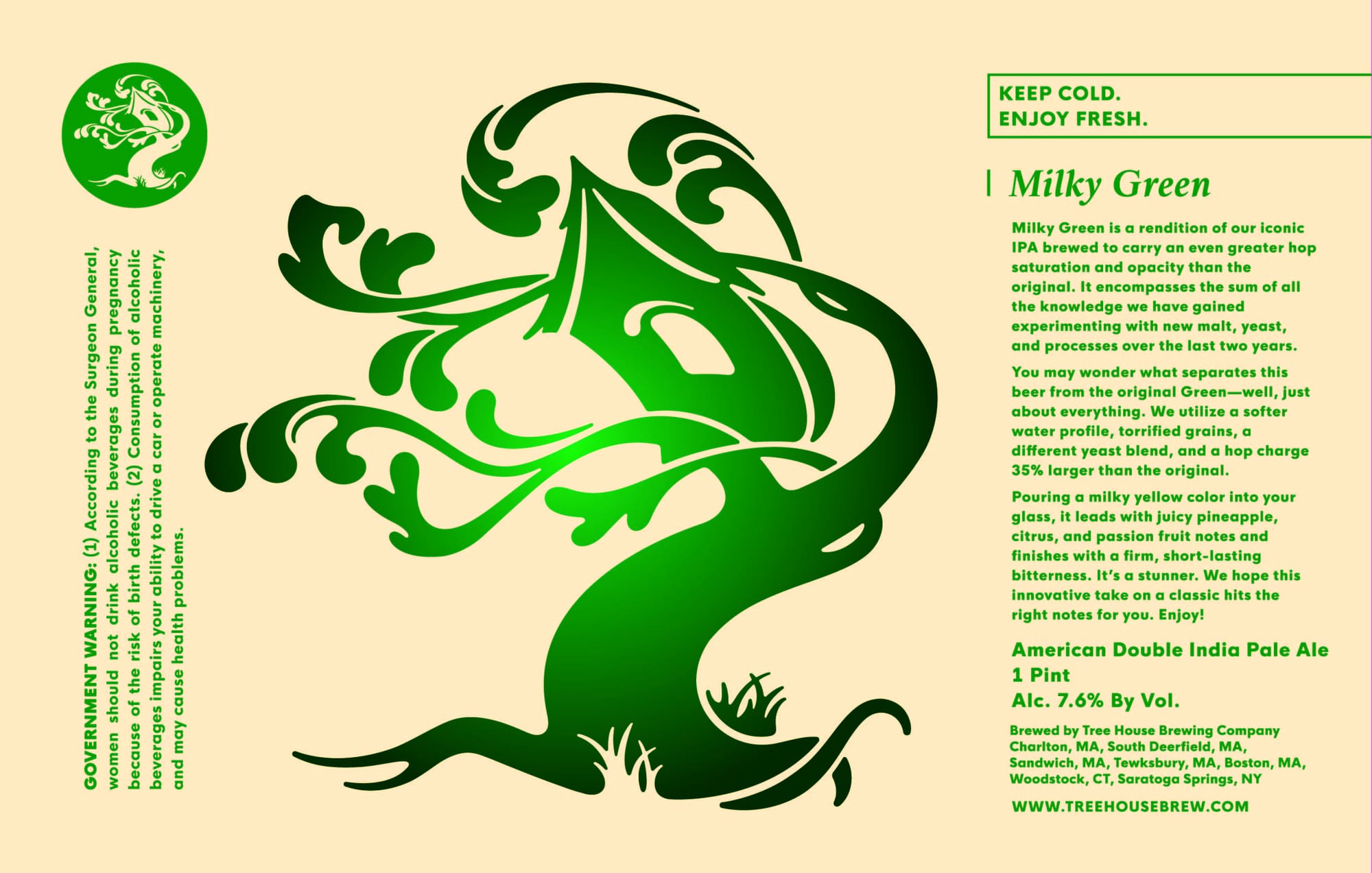 Milky Green by Tree House Brewing Company - beer label