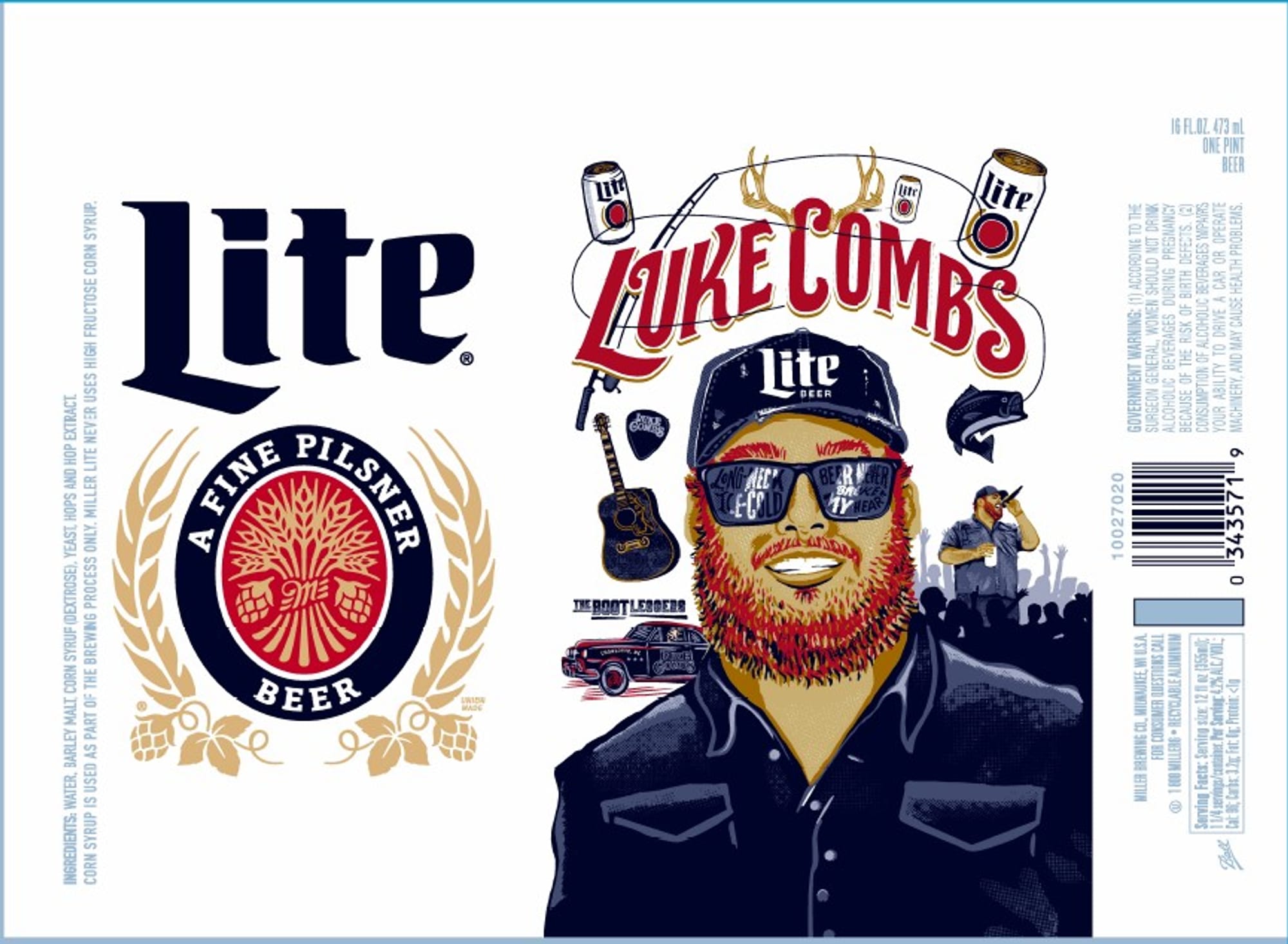 Luke Combs Lite by Miller Lite - beer label