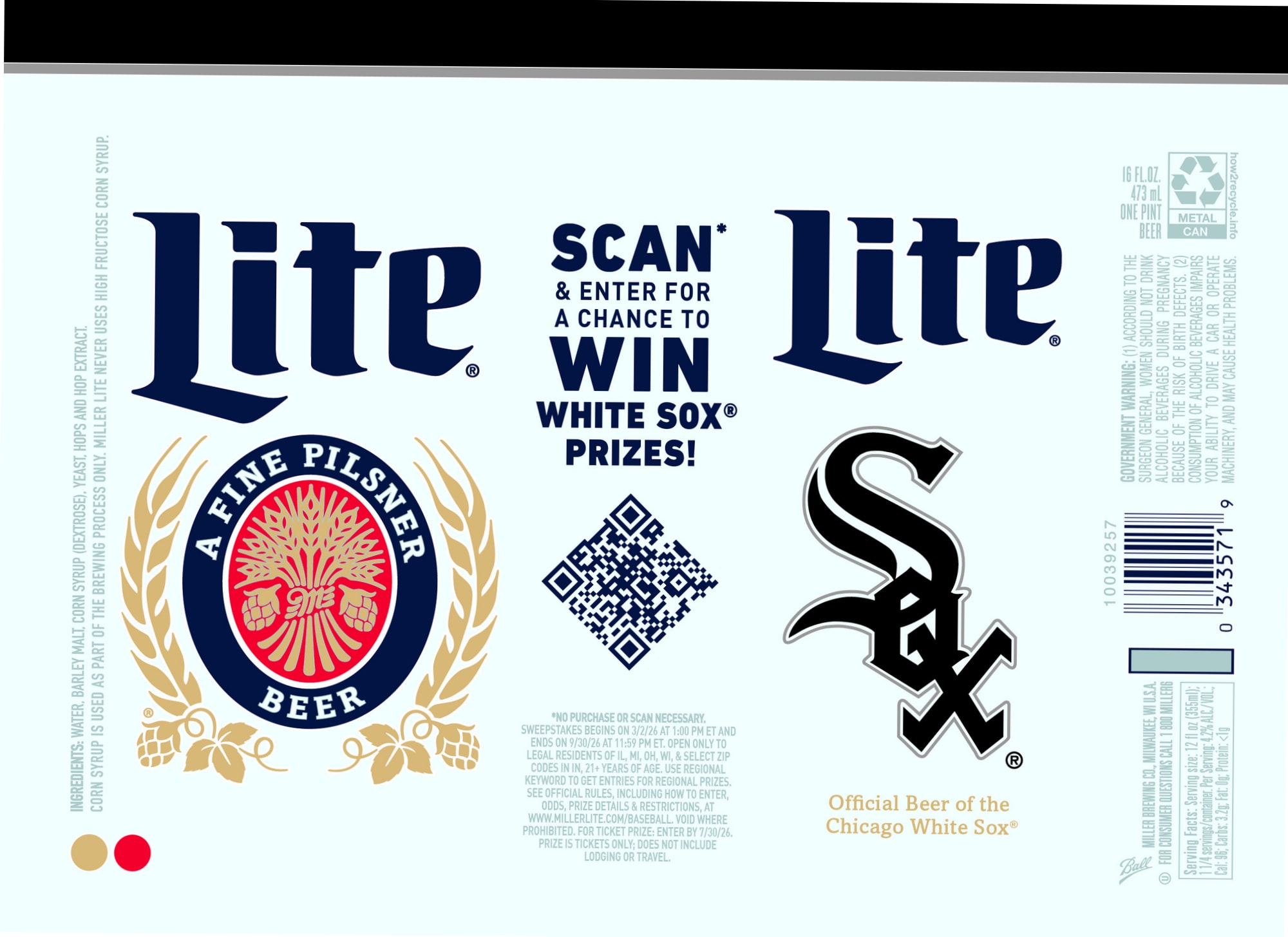 Miller Lite Pilsner by Miller Brewing Company - beer label