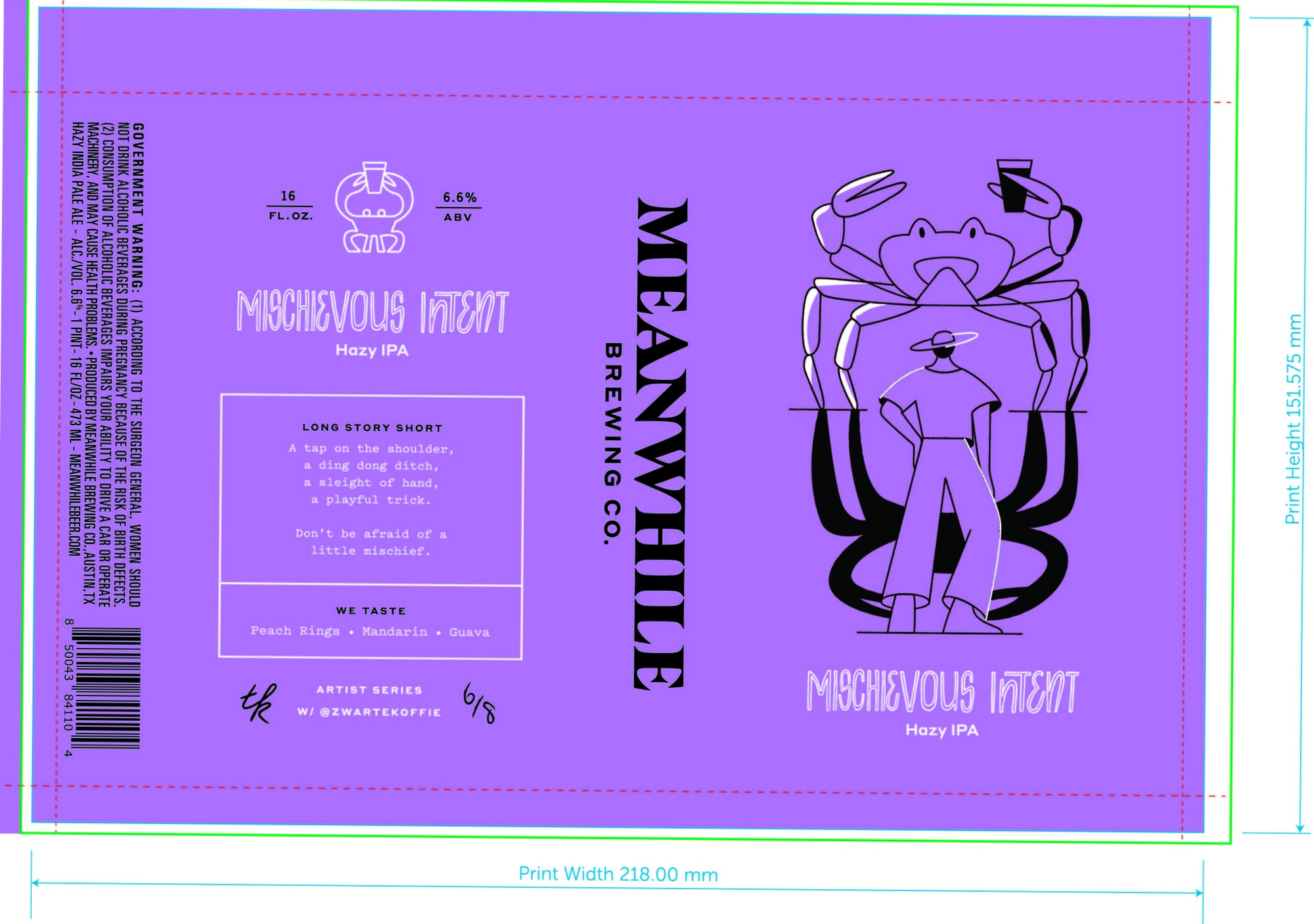 Mischievous Intent Hazy IPA by Mischievous Intent Brewing Co. - beer label