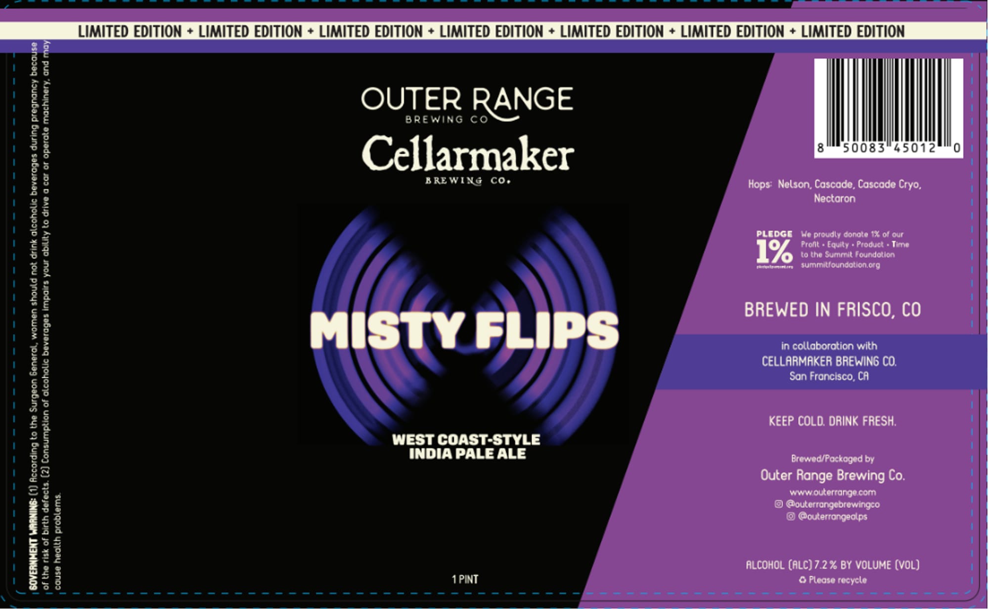 Misty Flips by Outer Range Brewing Co. - beer label