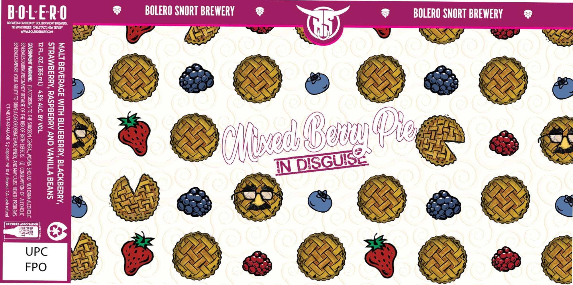 Mixed Berry Pie in Disguise by Bolero Snort Brewery - beer label