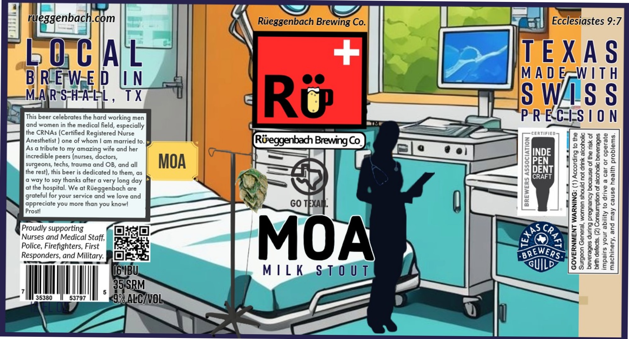 MOA Milk Stout by Rüeggenbach Brewing Co. - beer label