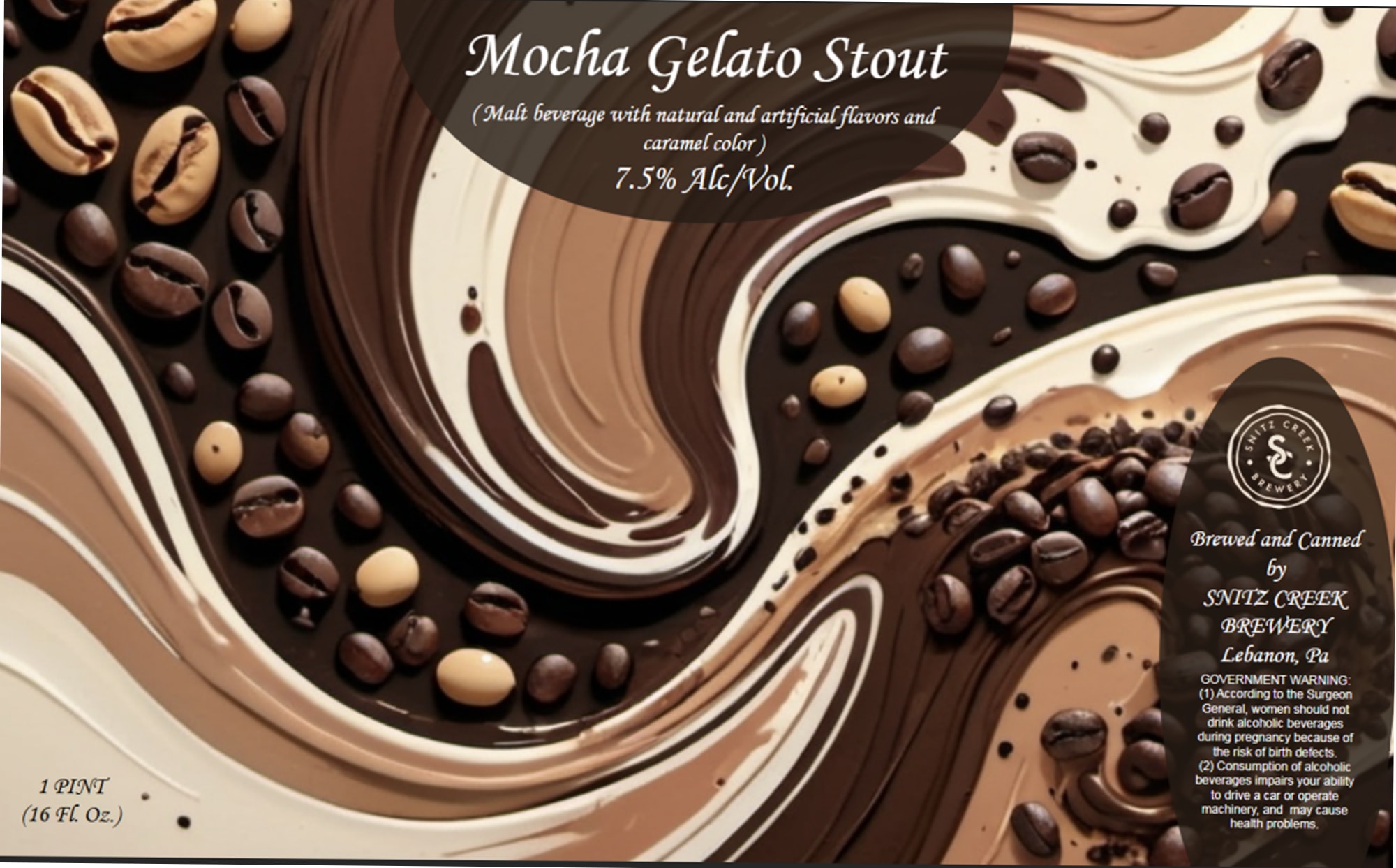 Mocha Gelato Stout by Snitz Creek Brewery - beer label