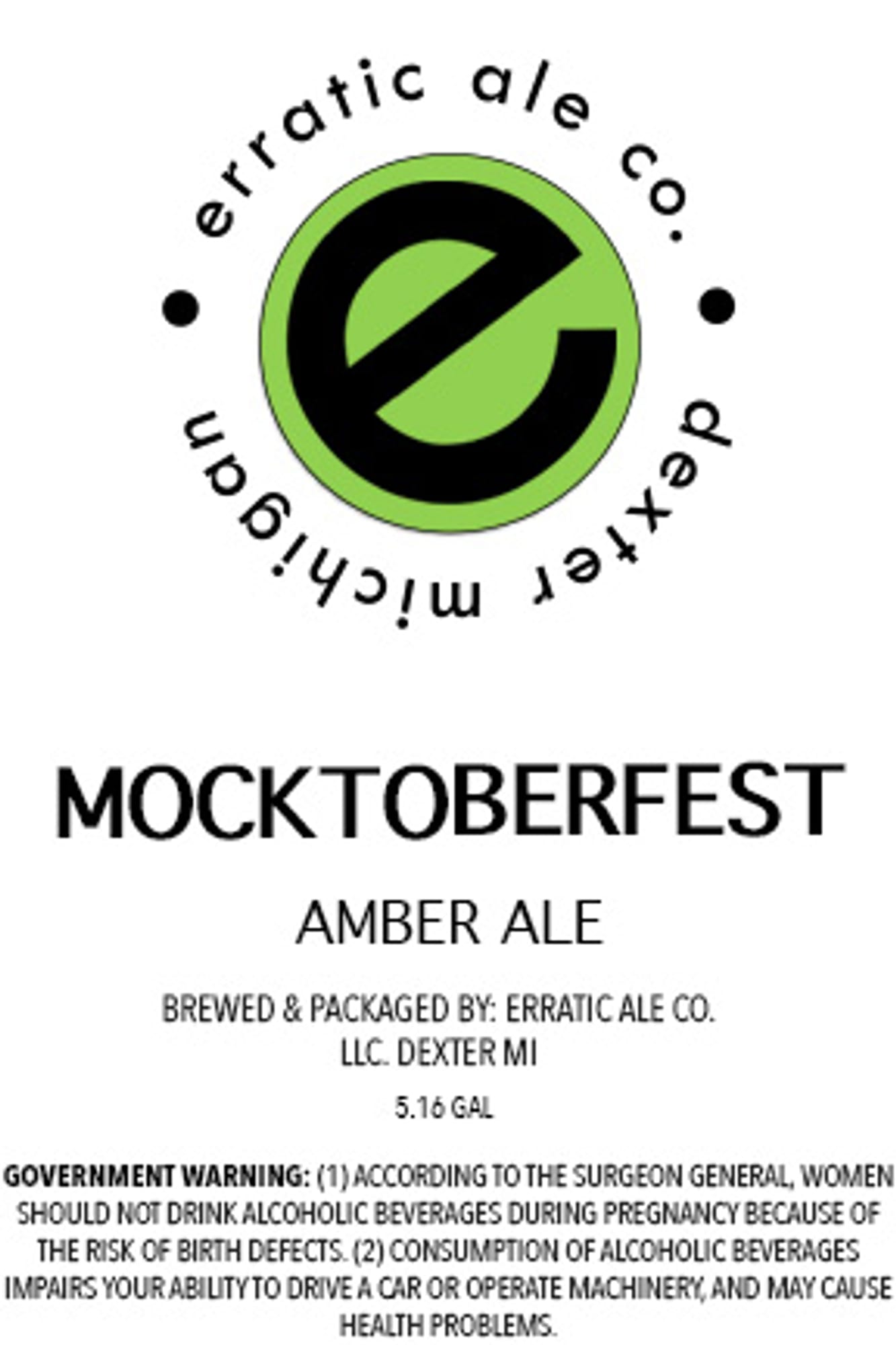 Mocktoberfest by Erratic Ale Co. - beer label