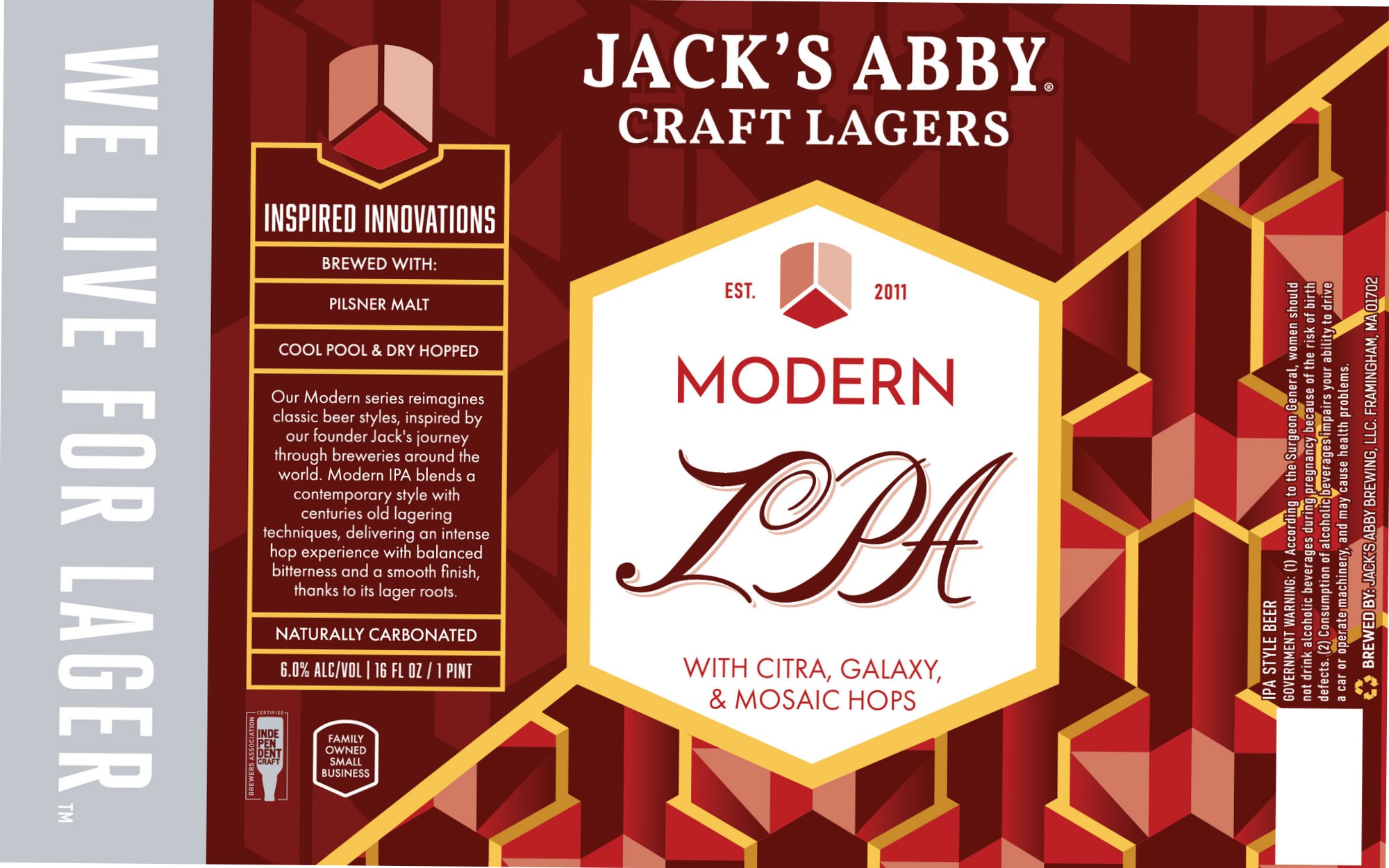 Modern IPA by Jack's Abby - beer label