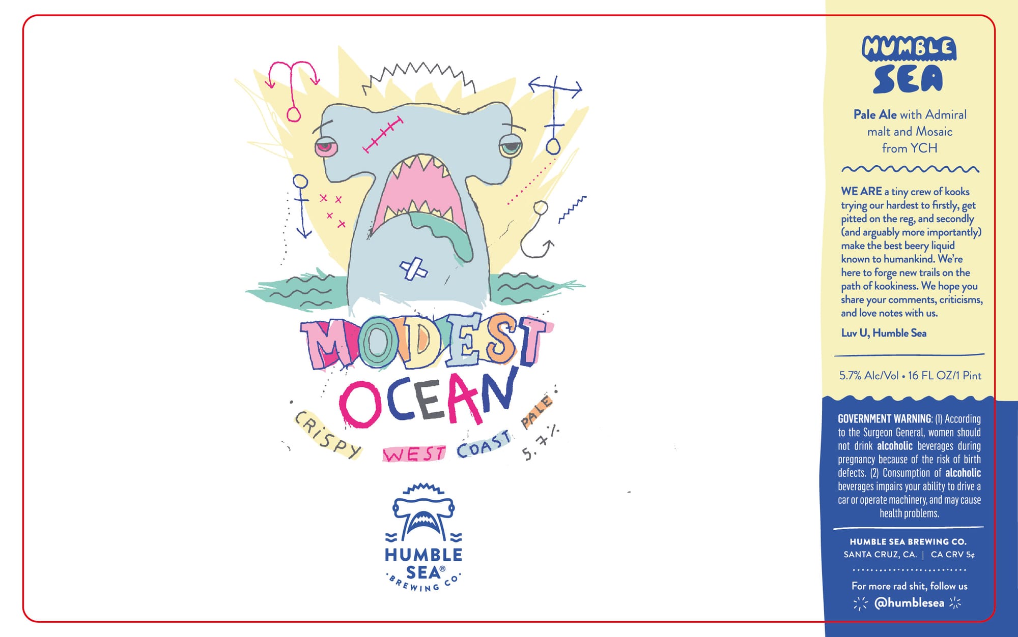Modest Ocean by Humble Sea Brewing Co. - beer label