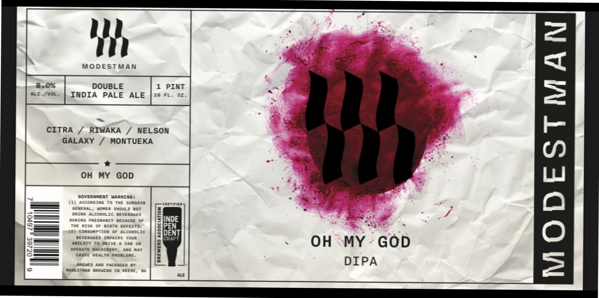 Oh My God DIPA by Modestman Brewing - beer label