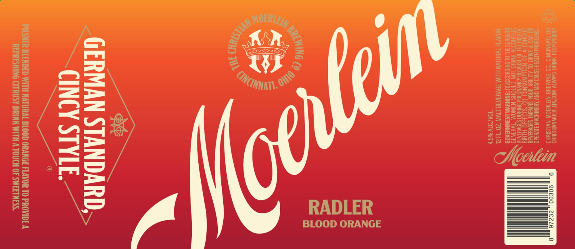 Moerlein Radler Blood Orange by Christian Moerlein Brewing Co. - beer label