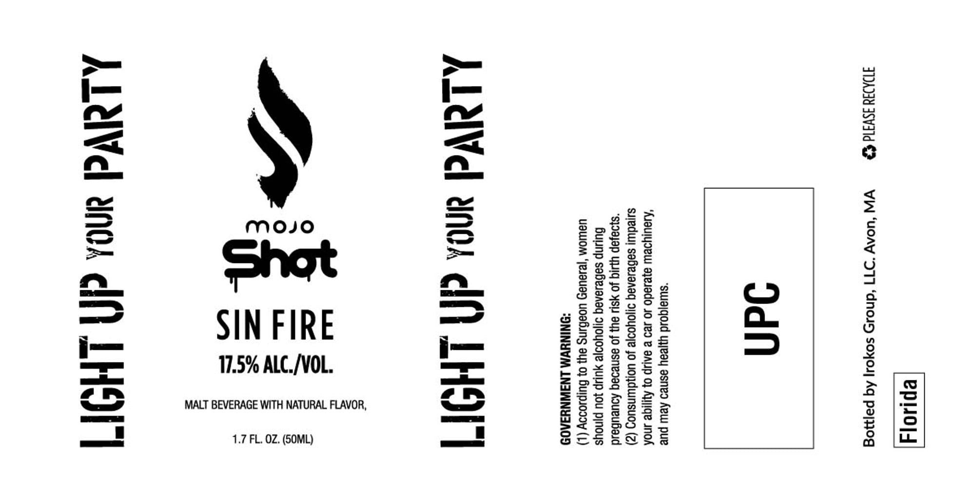 Mojo Shot Sin Fire by Irokos Group, LLC - beer label
