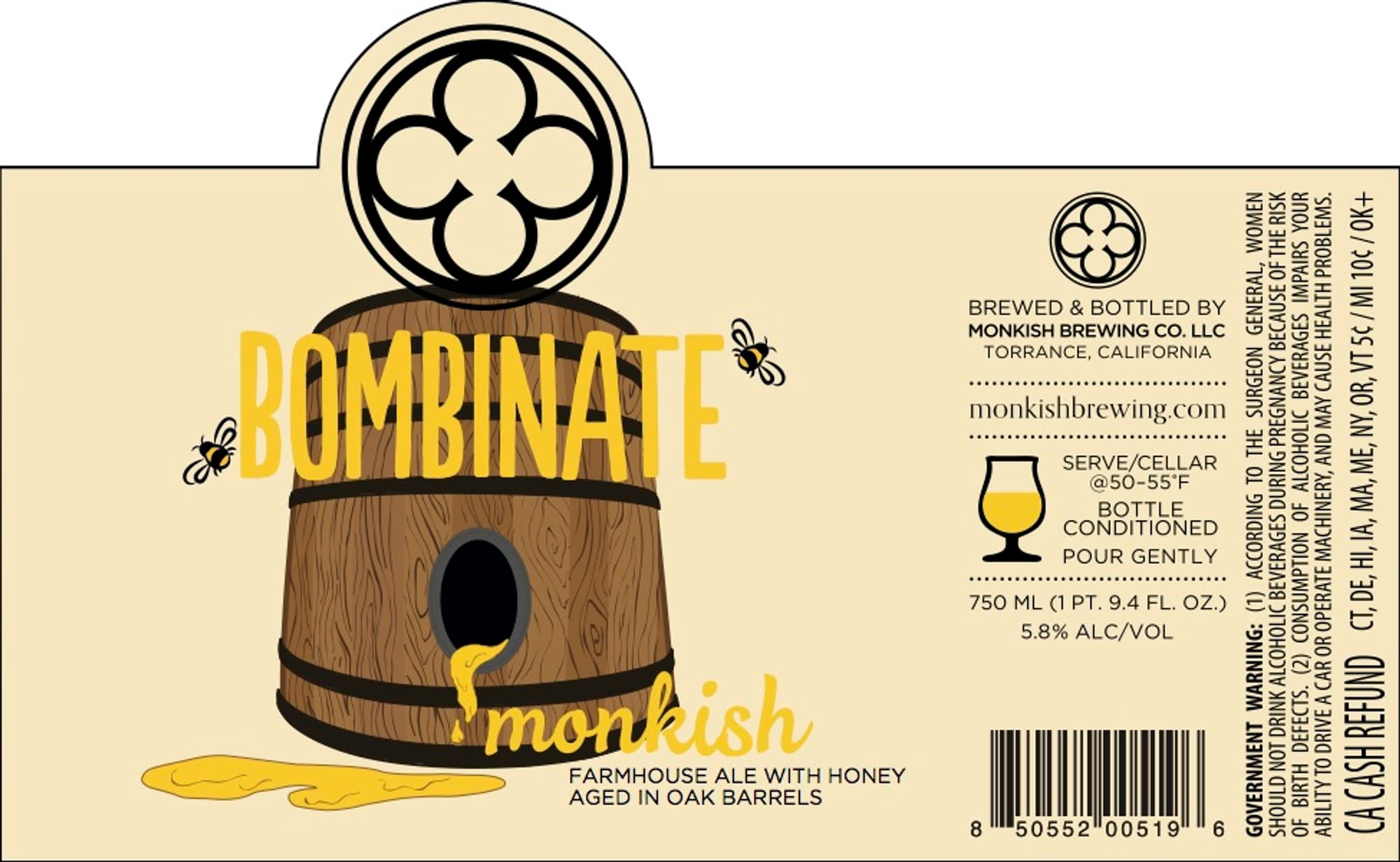 Bombinate by Monkish Brewing - beer label