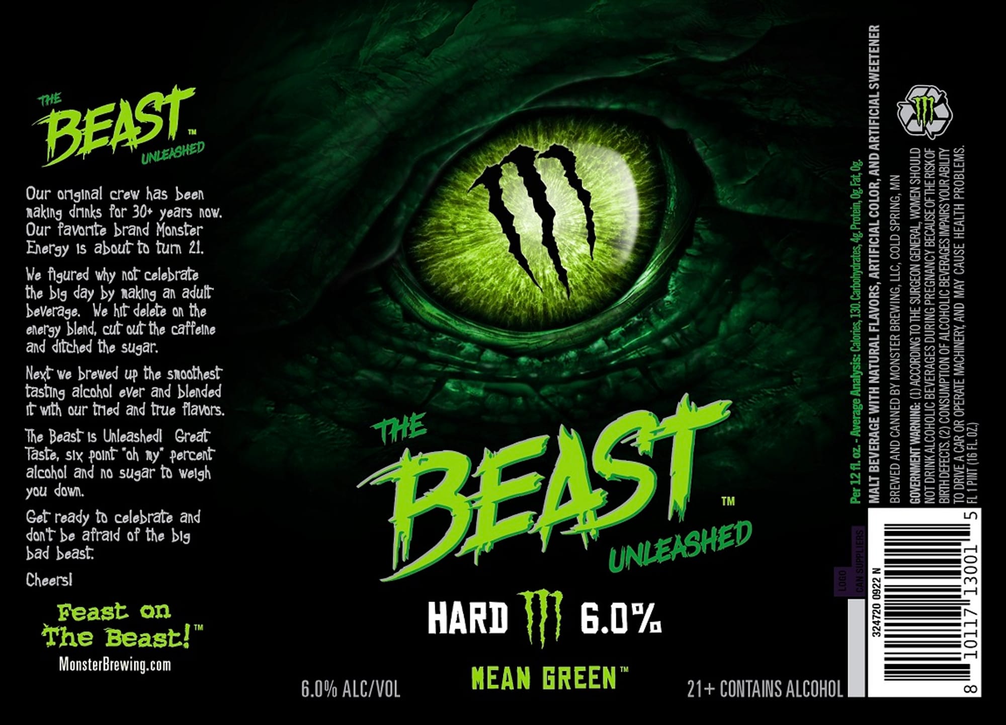 The Beast Unleashed by Monster Beverage - beer label