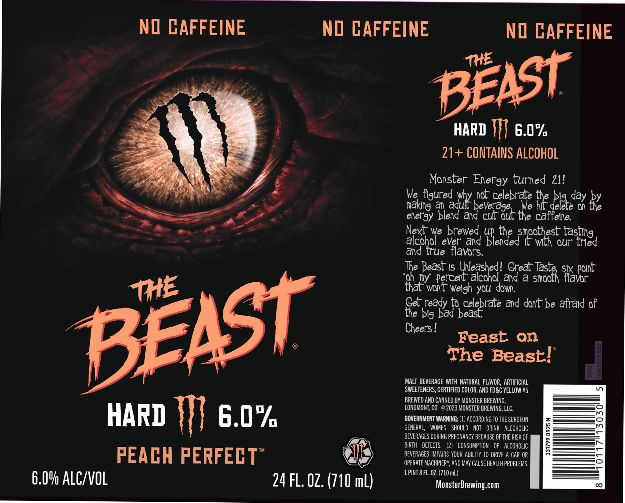 The Beast Hard Peach Perfect™ by Monster Brewing - beer label