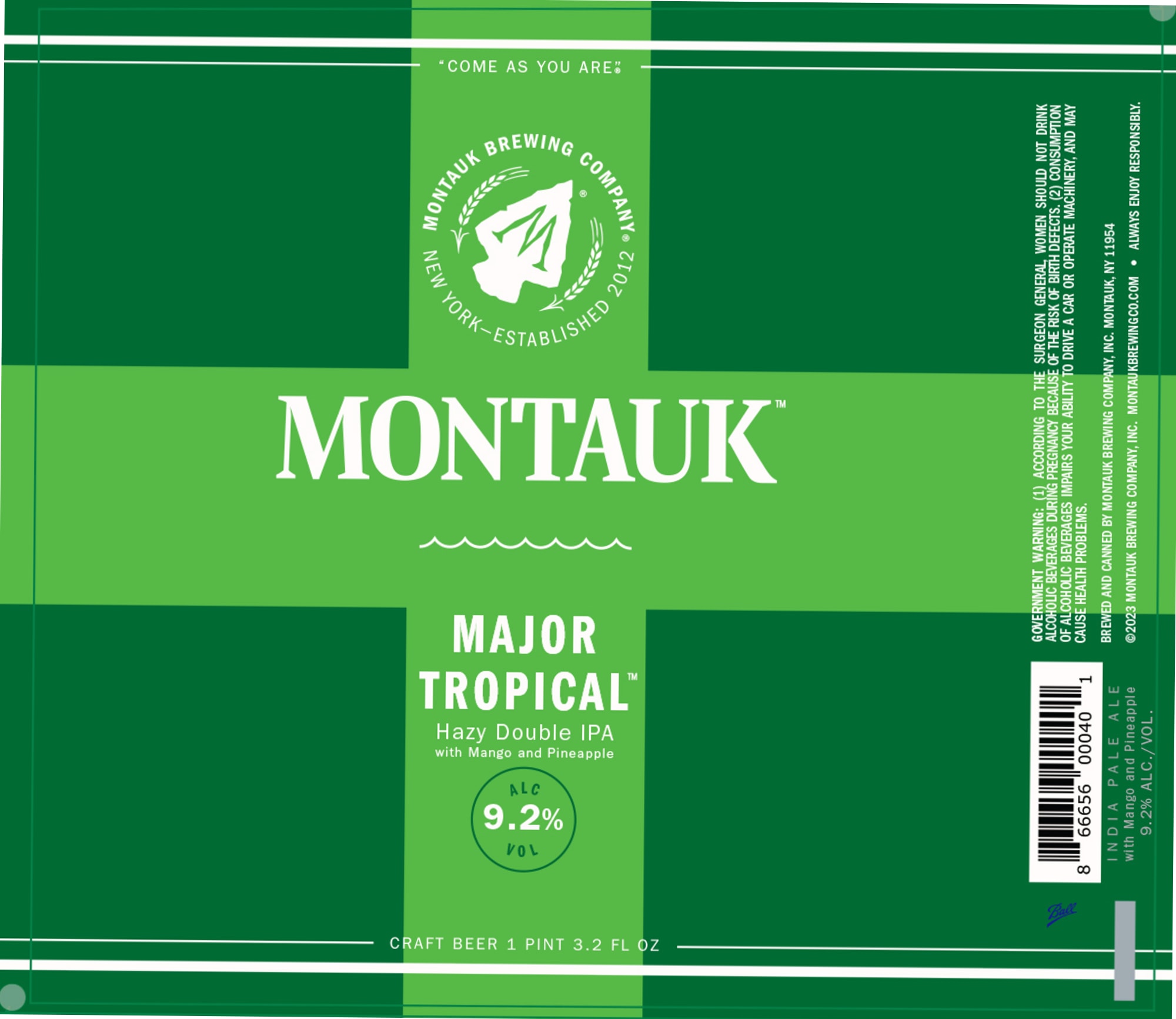 Major Tropical by Montauk Brewing Company - beer label