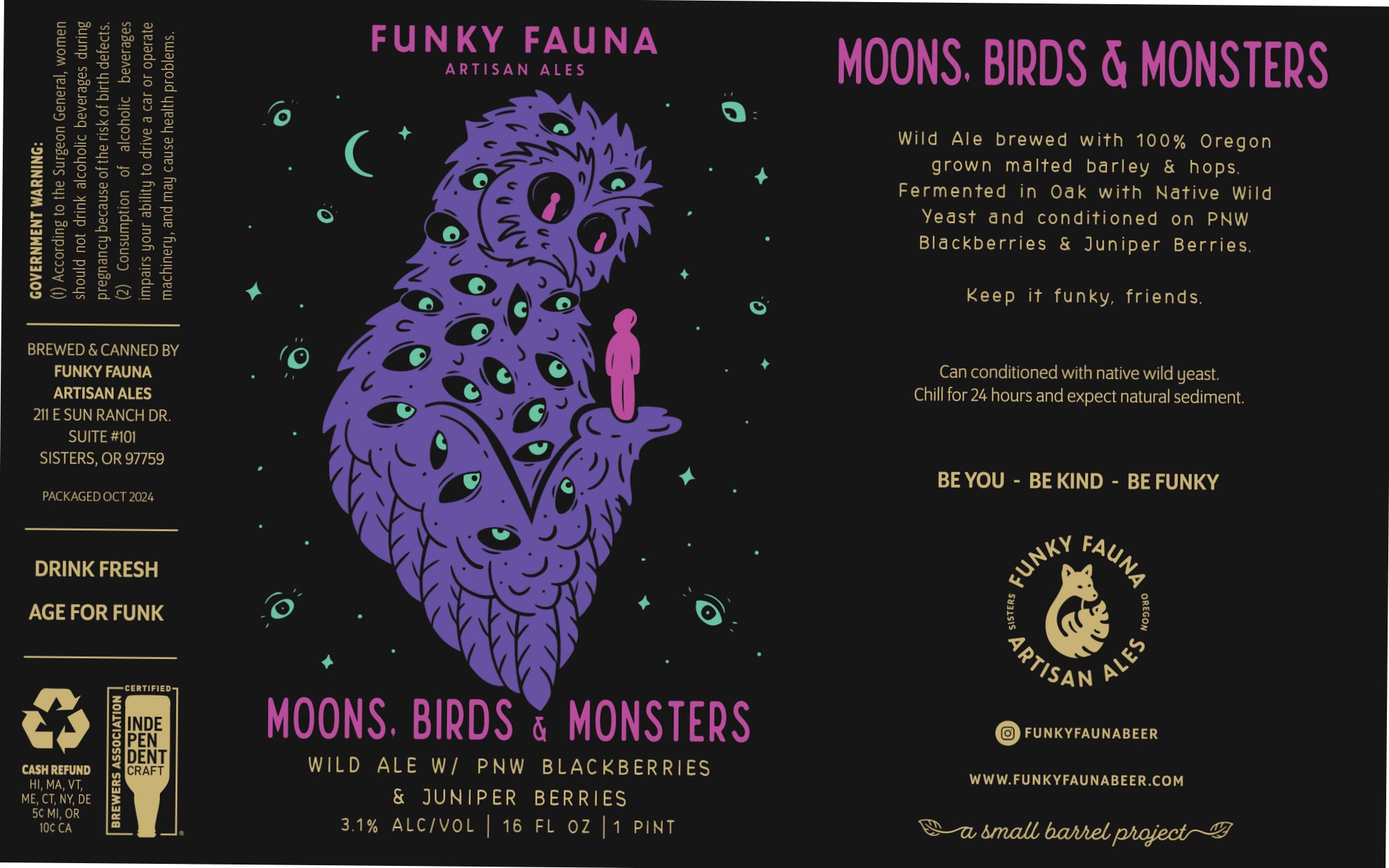 Moons, Birds & Monsters by Funky Fauna Artisan Ales - beer label