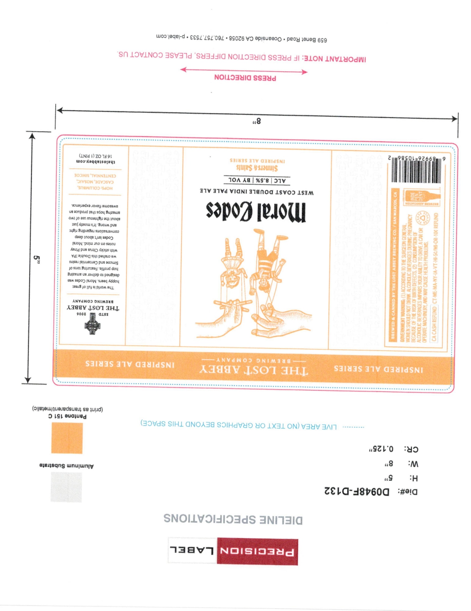 Moral Codes by The Lost Abbey Brewing Company - beer label