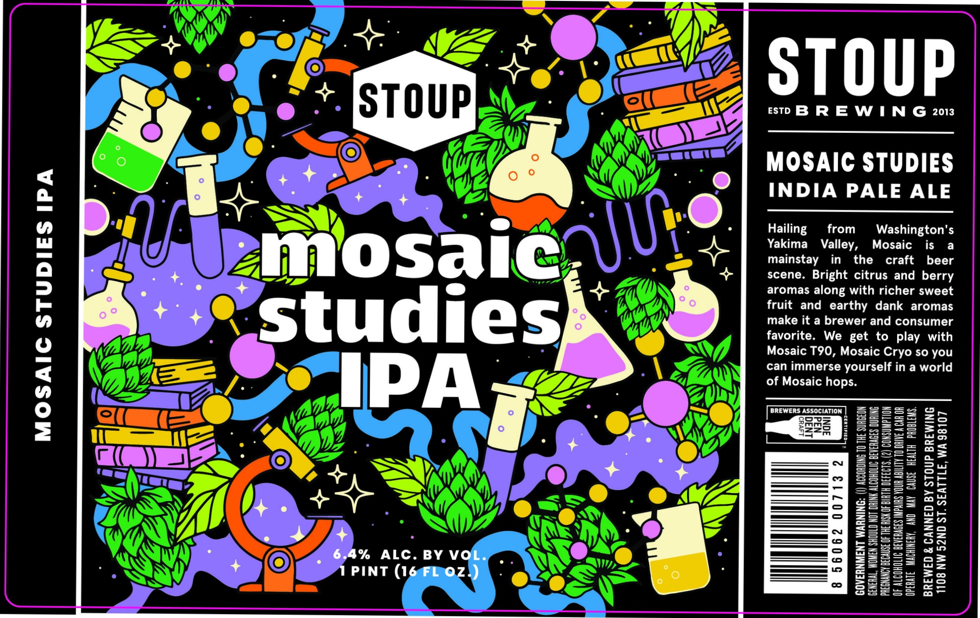 Mosaic Studies IPA by Stoup Brewing - beer label
