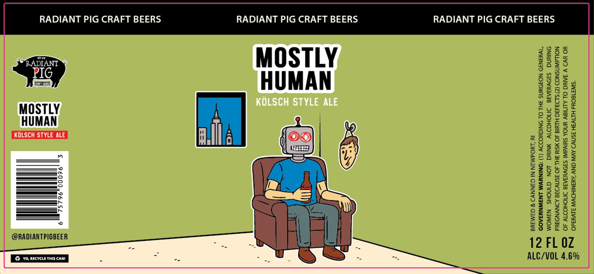 Mostly Human by Radiant Pig Beer - beer label