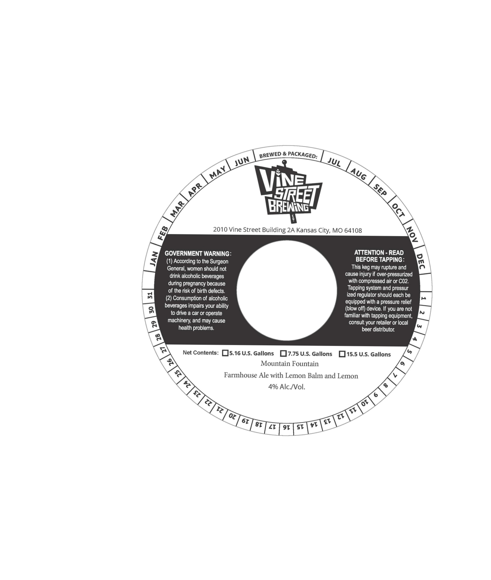 Mountain Fountain by Vine Street Brewing - beer label